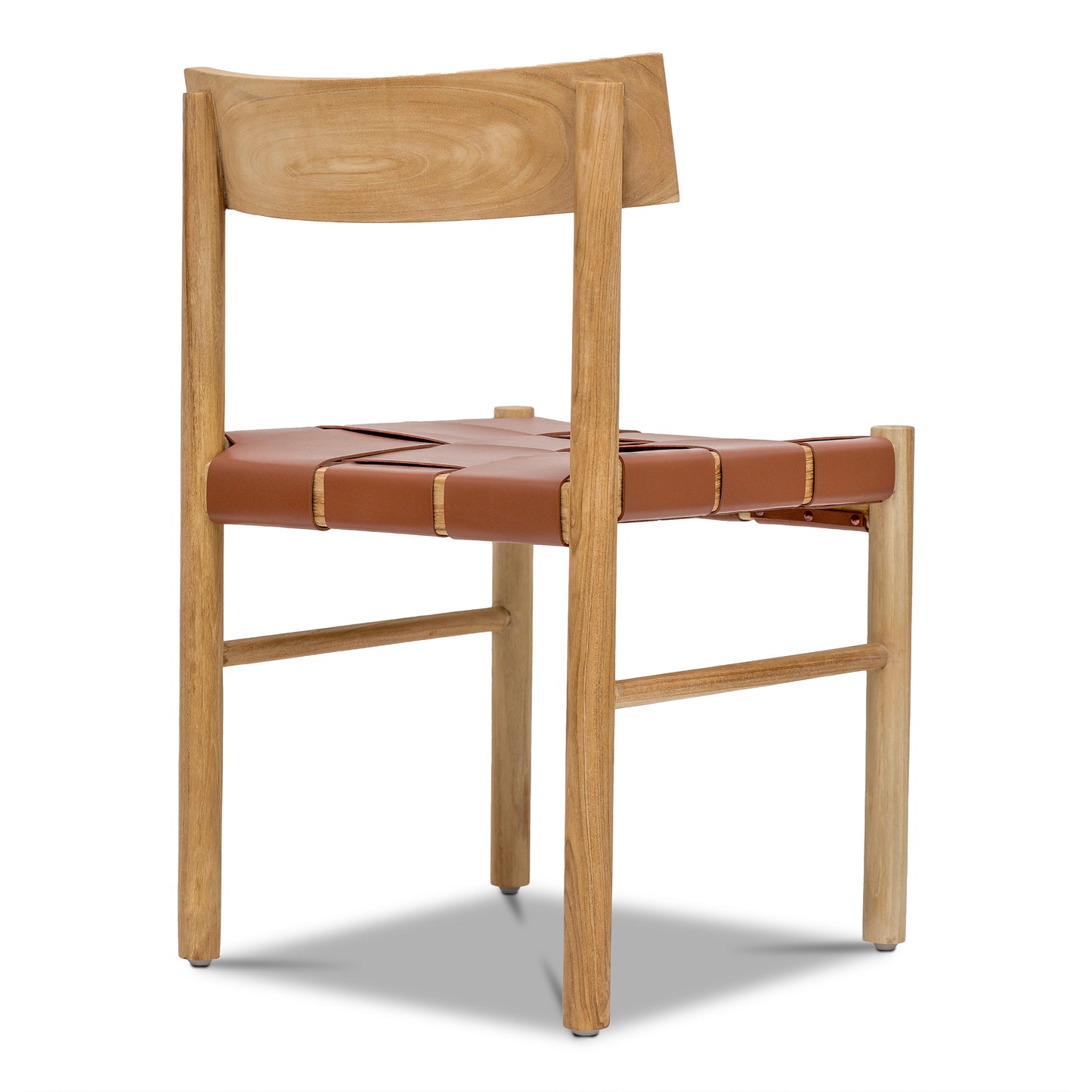 Zadar Teak & Leather Dining Chair | Fauve Tan