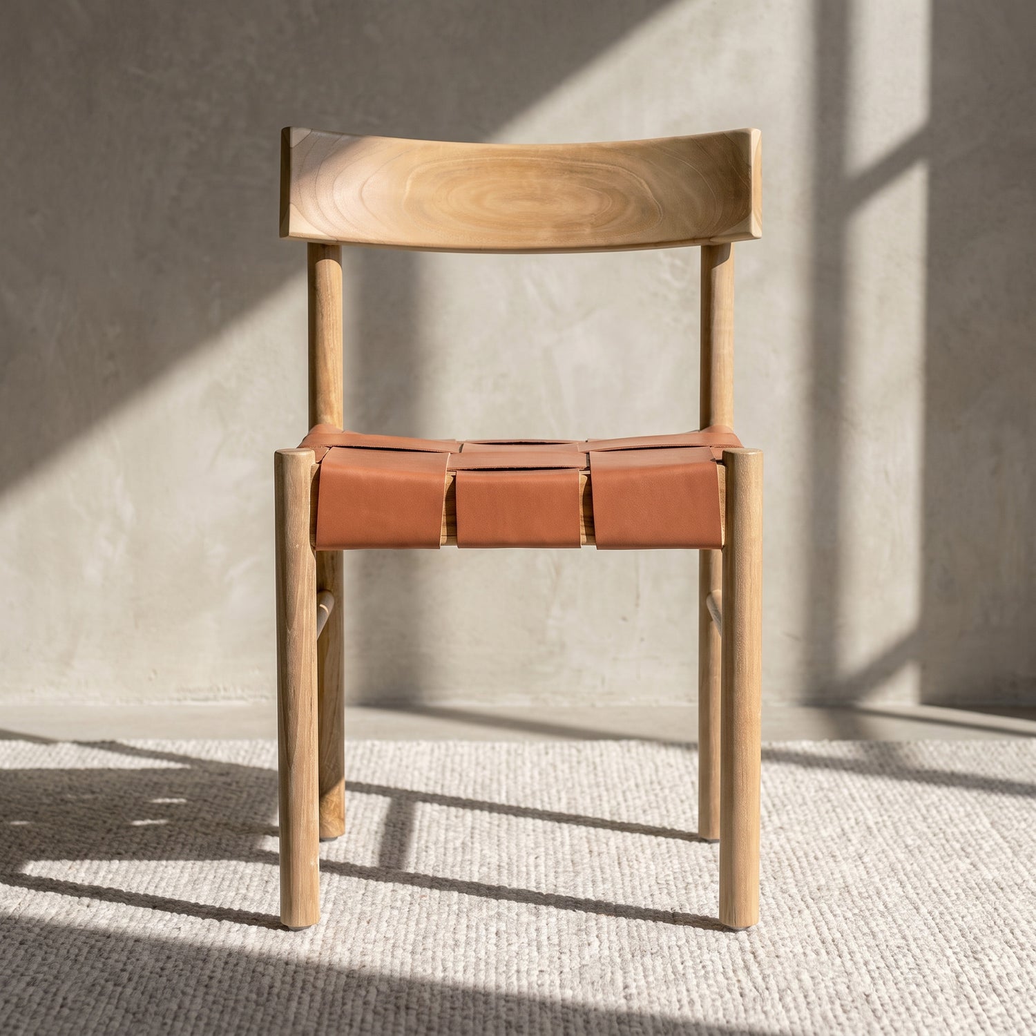 Zadar Teak & Leather Dining Chair | Fauve Tan lifestyle_image
