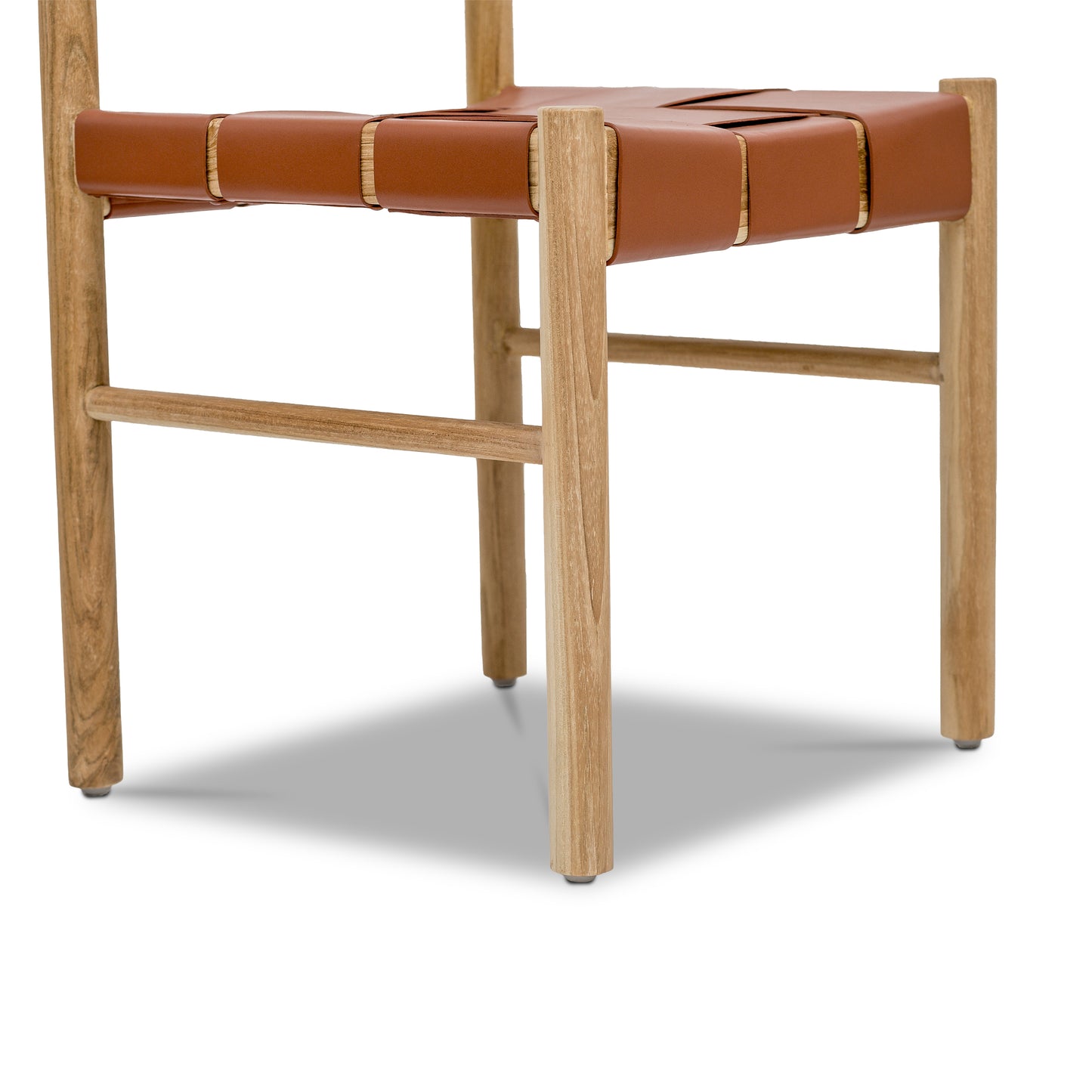 Zadar Teak & Leather Dining Chair | Fauve Tan