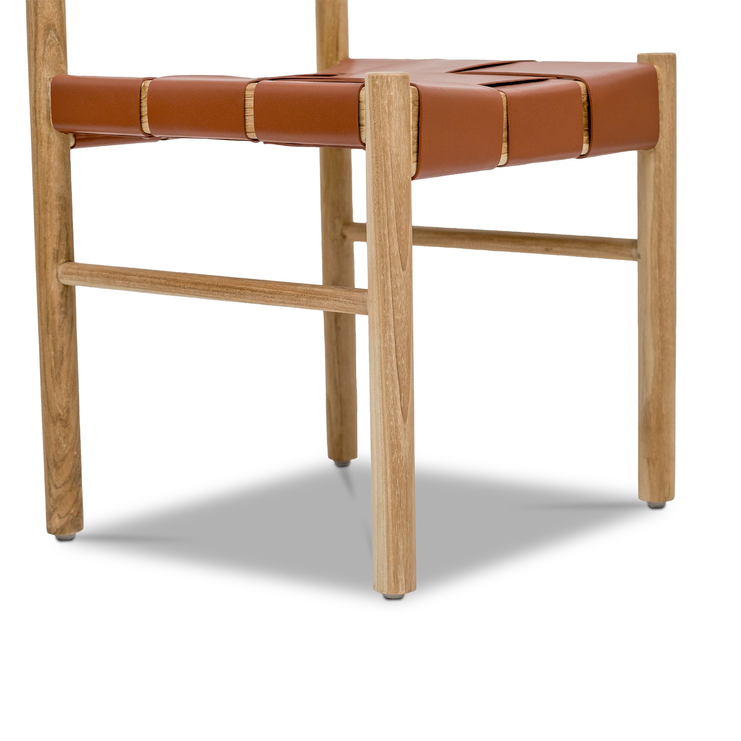 Zadar Teak & Leather Dining Chair | Fauve Tan 