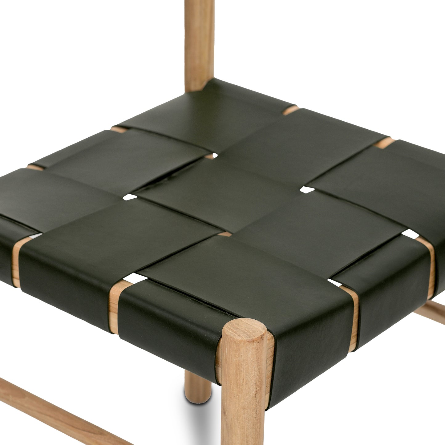 Zadar Teak & Leather Dining Chair | Hunter Green