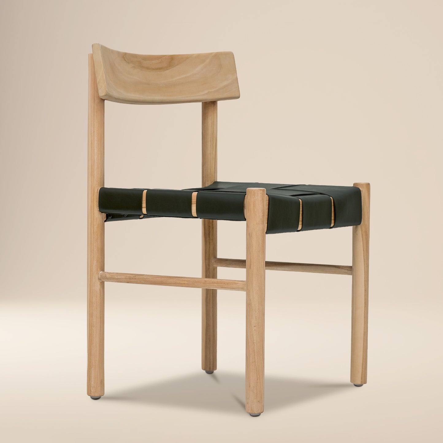 Zadar Teak & Leather Dining Chair | Hunter Green