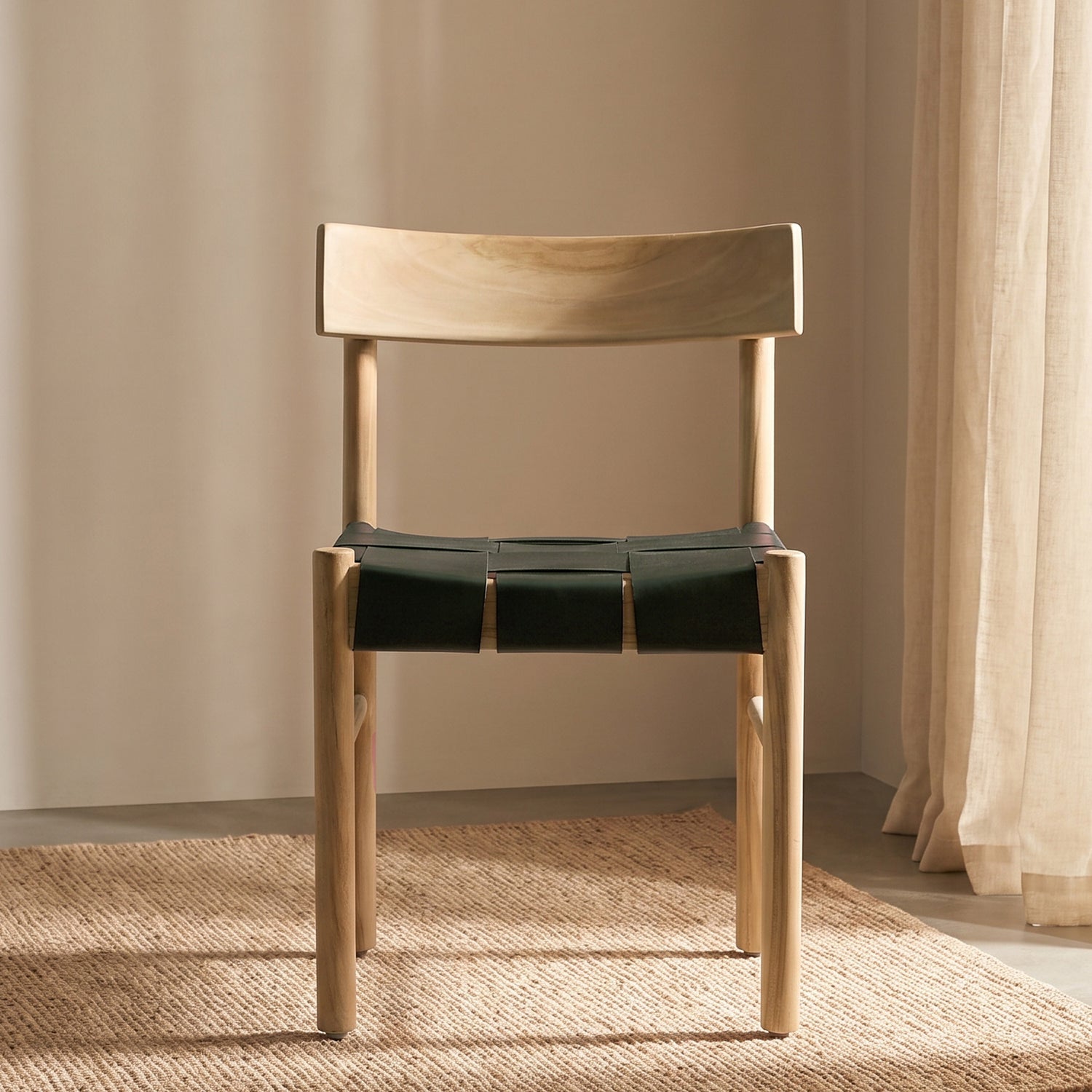 Zadar Teak & Leather Dining Chair | Hunter Green lifestyle_image