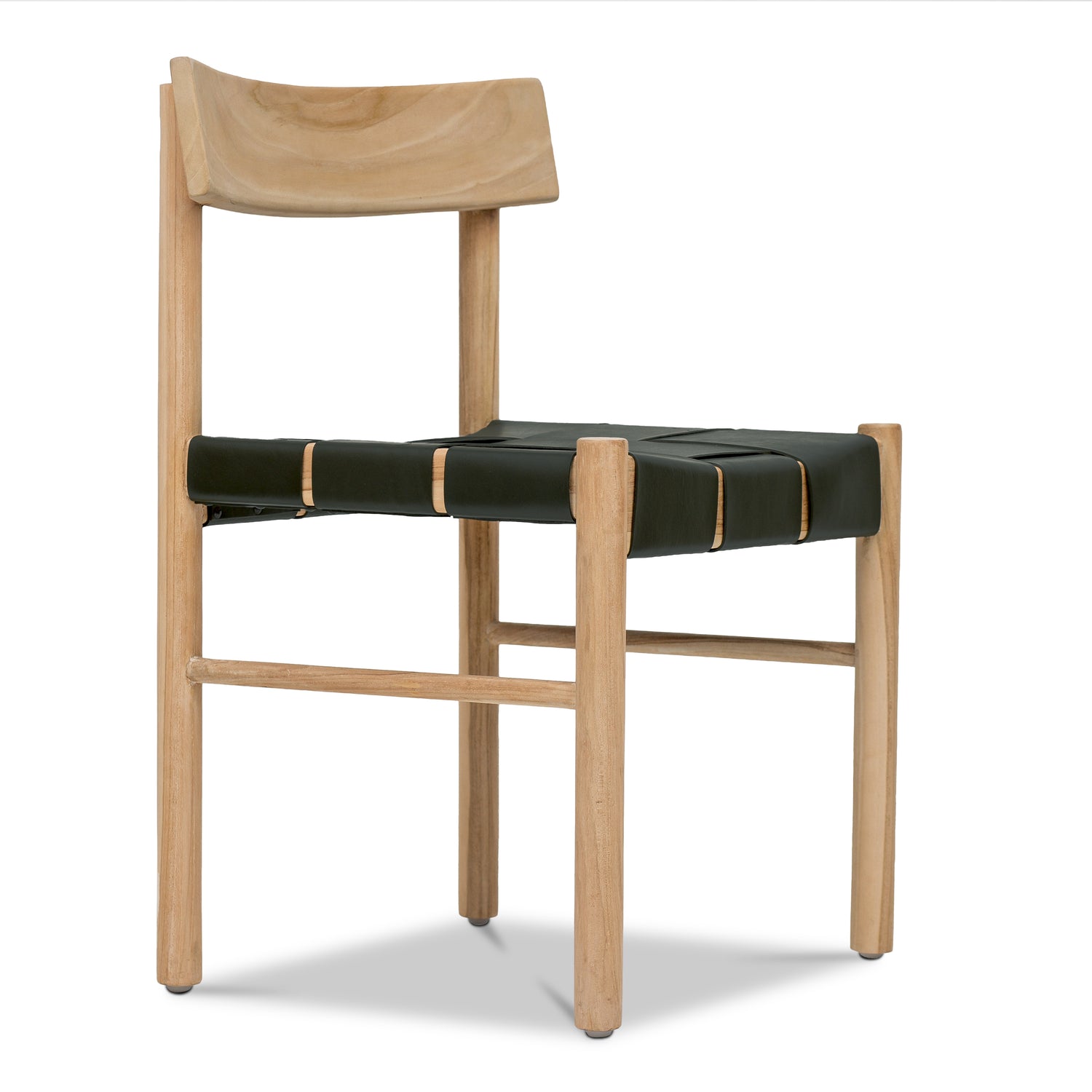 Zadar Teak & Leather Dining Chair | Hunter Green 