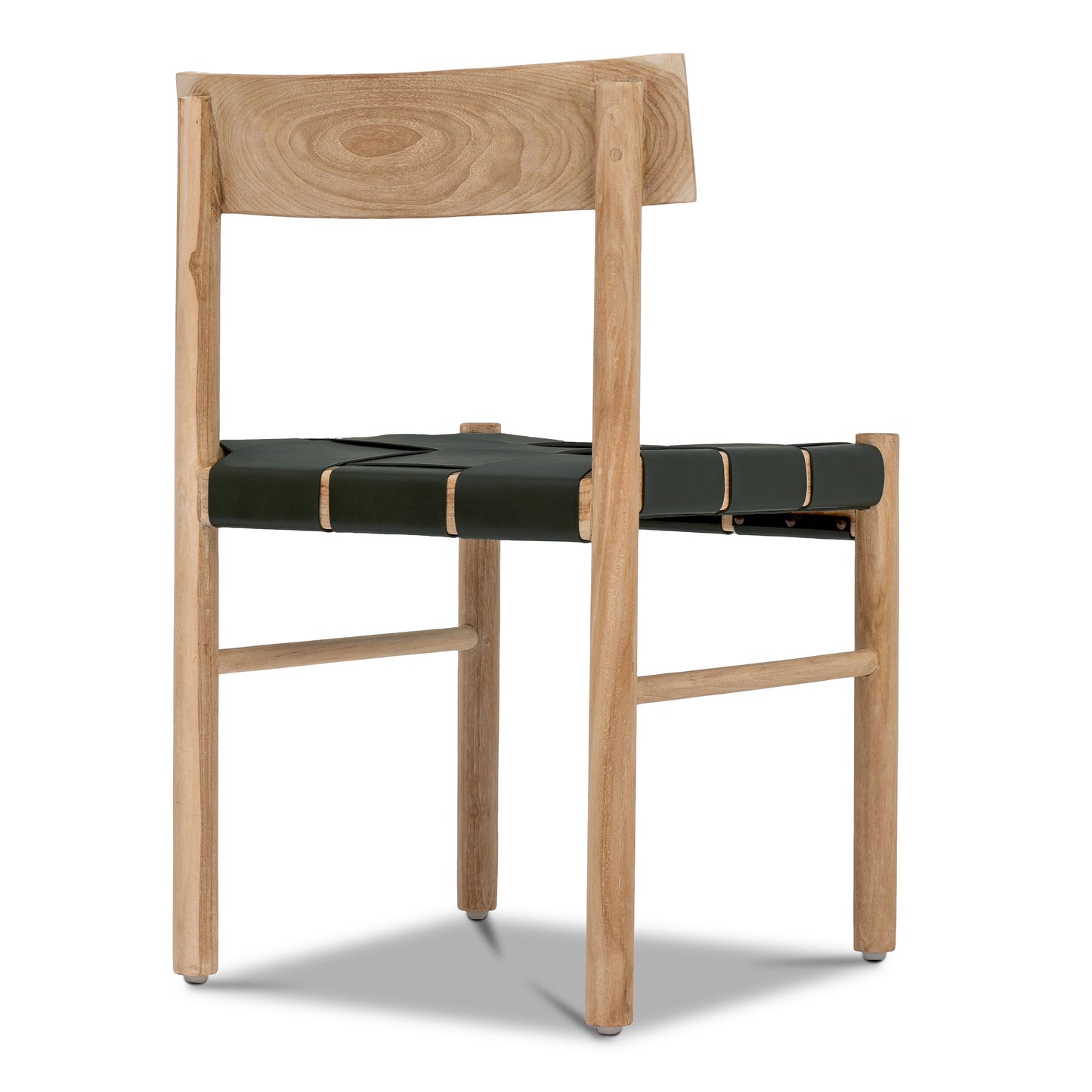 Zadar Teak & Leather Dining Chair | Hunter Green