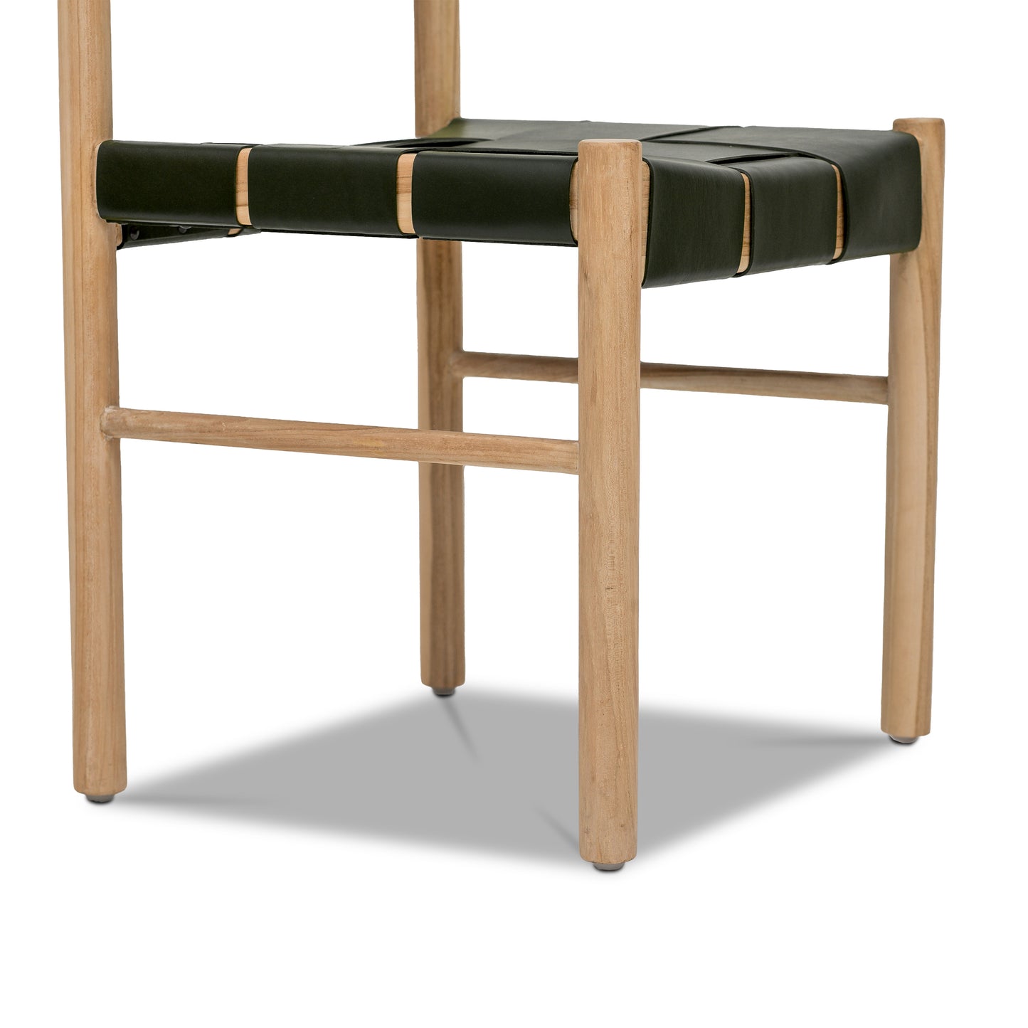 Zadar Teak & Leather Dining Chair | Hunter Green