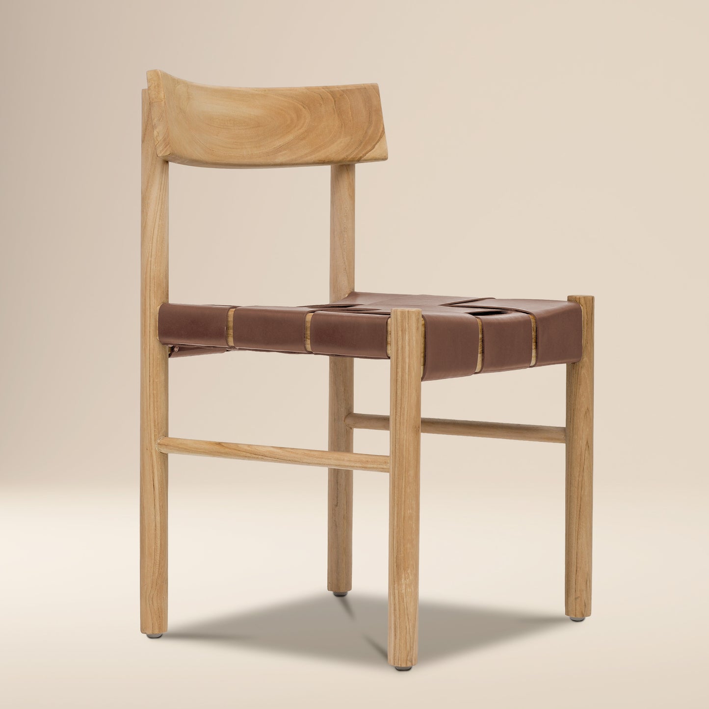 Zadar Teak & Leather Dining Chair | Molten Brown