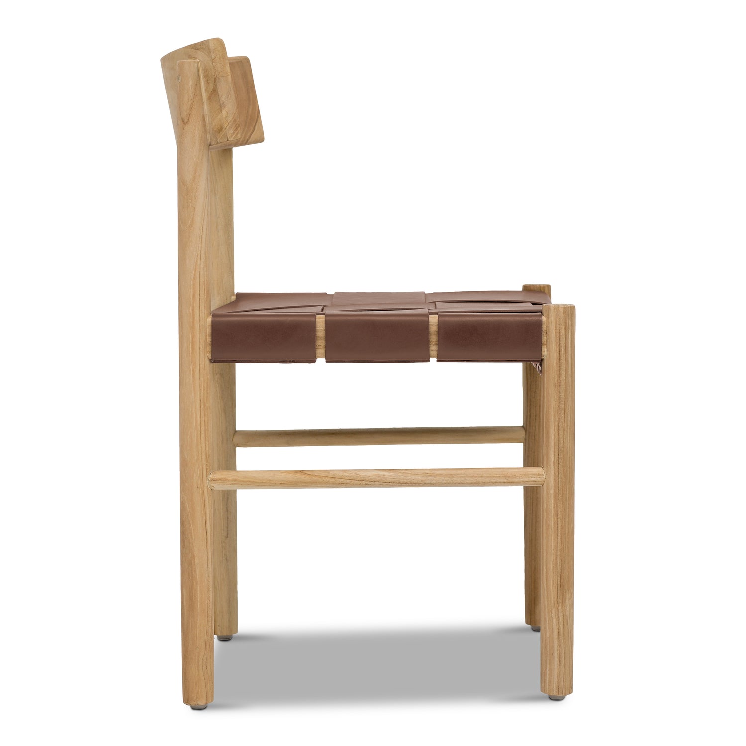 Zadar Teak & Leather Dining Chair | Molten Brown 