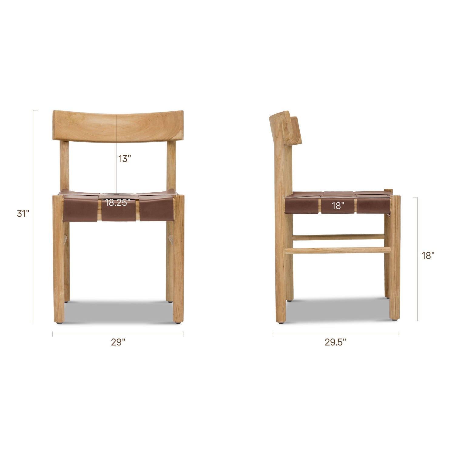 Zadar Teak & Leather Dining Chair | Molten Brown 