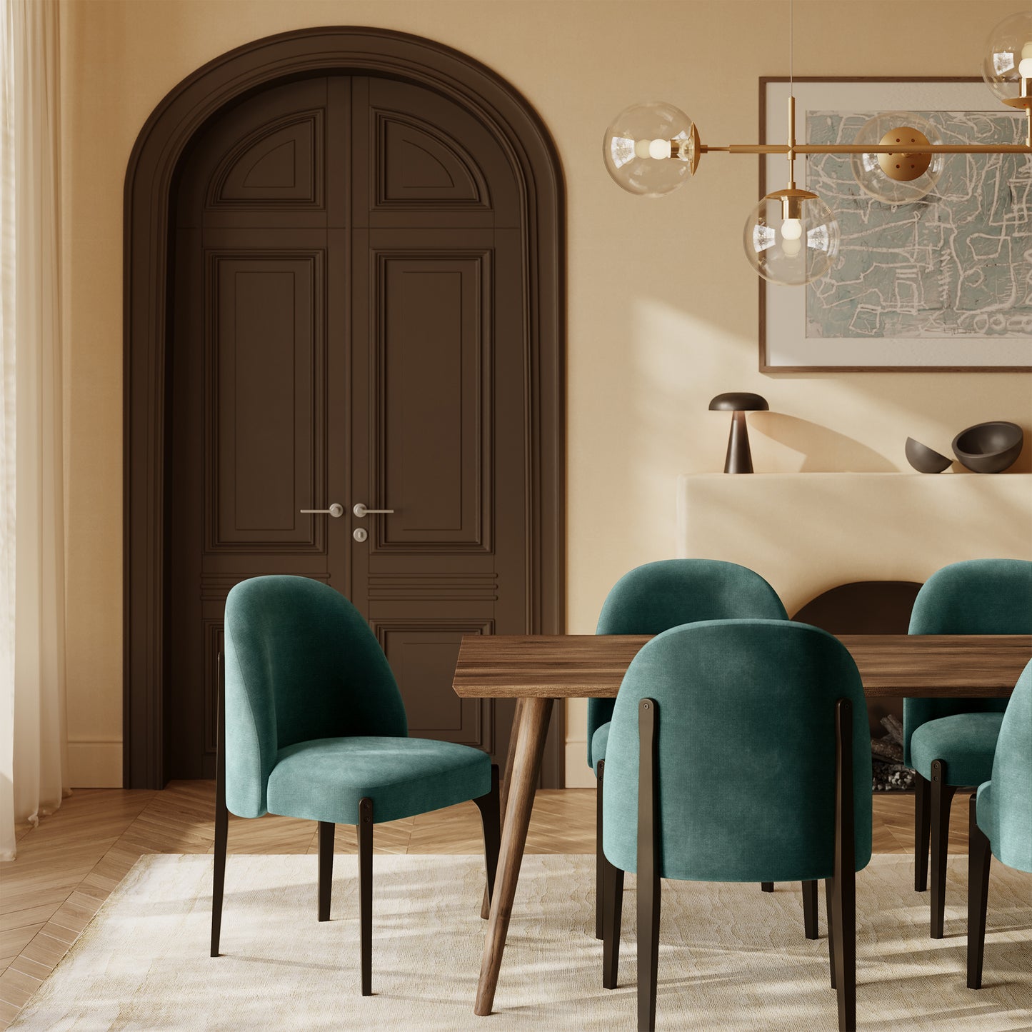 Pietta Dining Chair | Heathered Teal | Set of 2