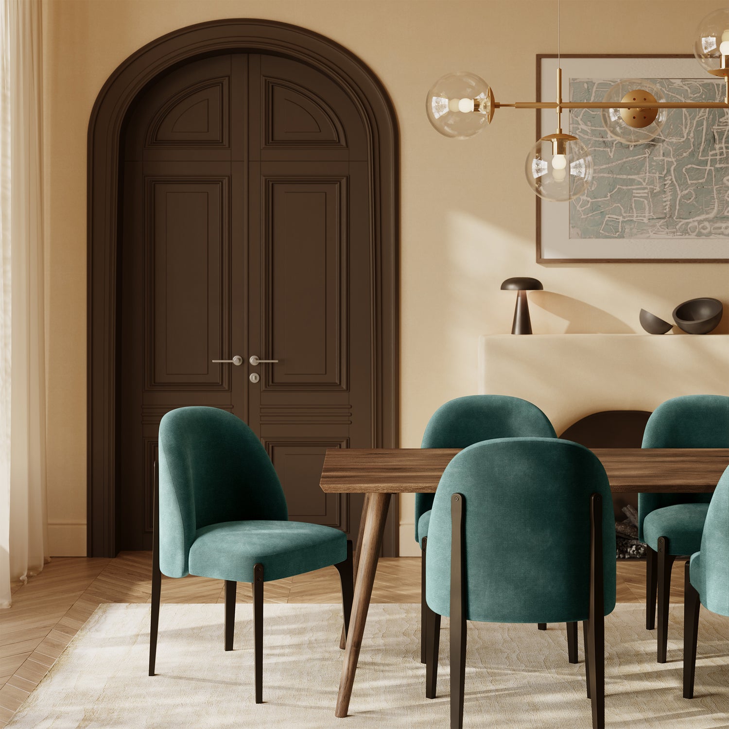 Pietta Dining Chair | Heathered Teal | Set of 2 