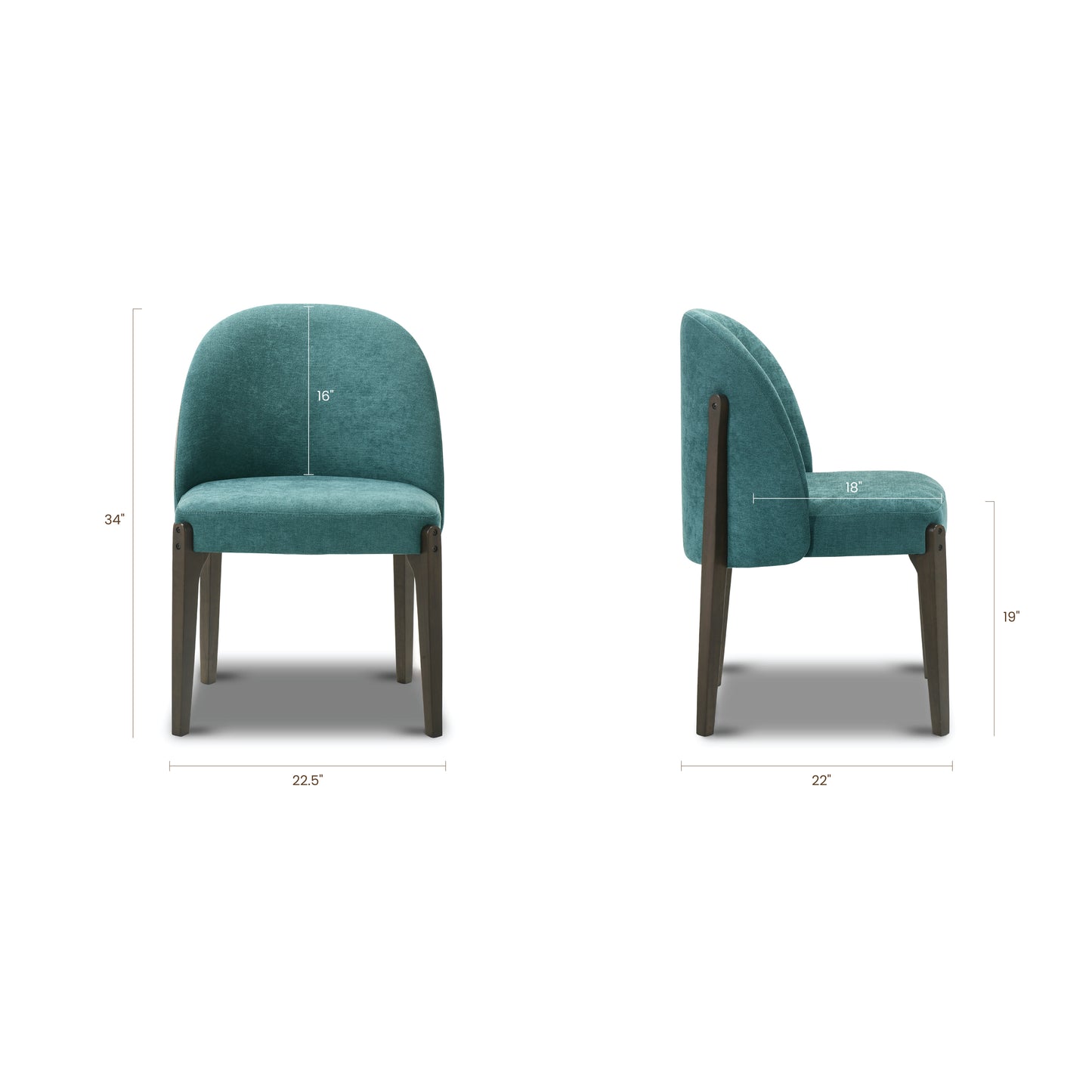 Pietta Dining Chair | Heathered Teal | Set of 2