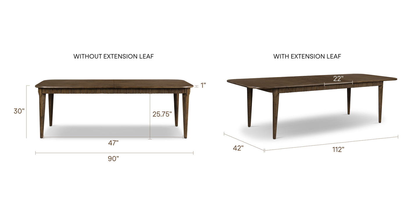 Deja Extension Dining Table (90" - 112") | Tundra Brown