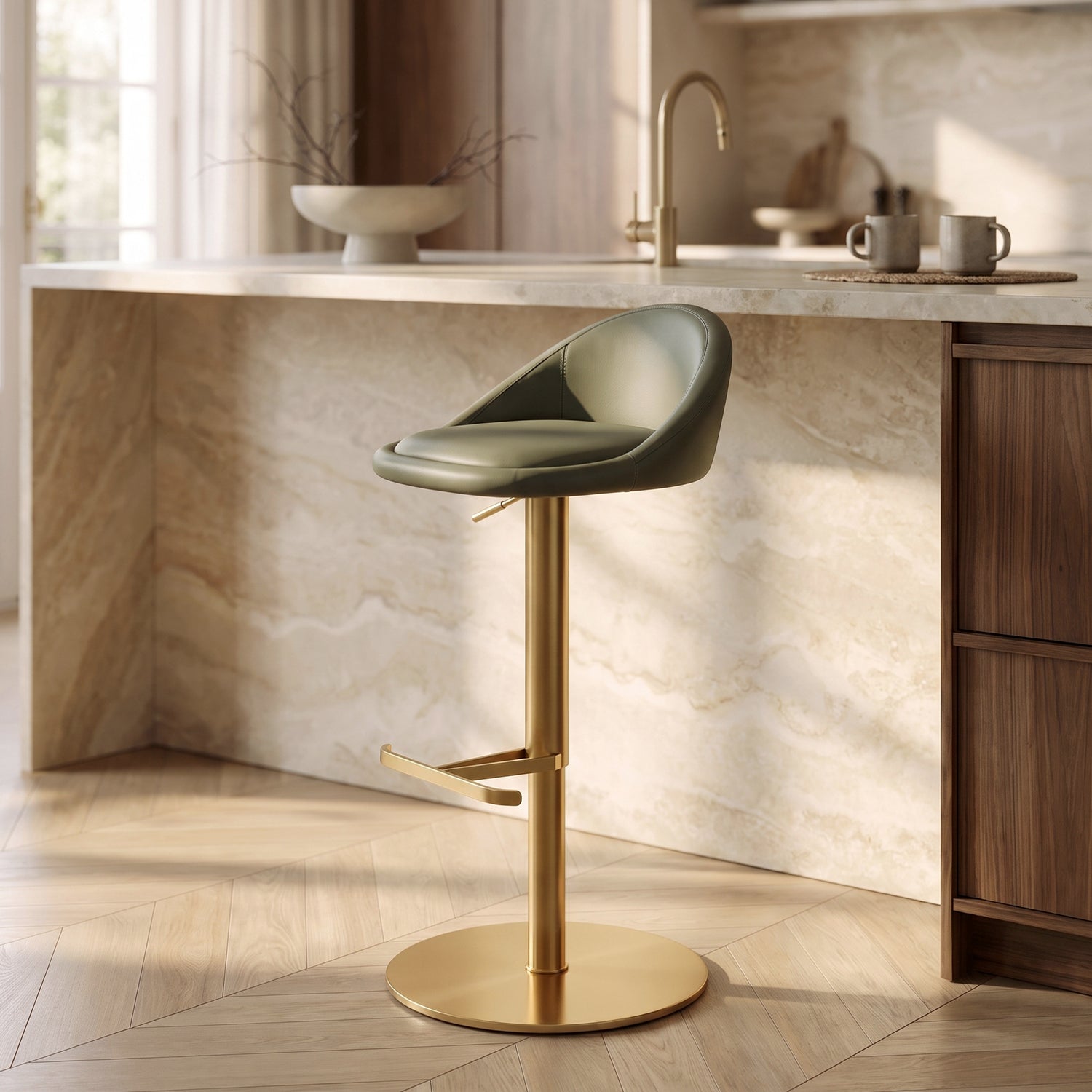 Vito Adjustable Swivel Stool | Fiori Green lifestyle_image
