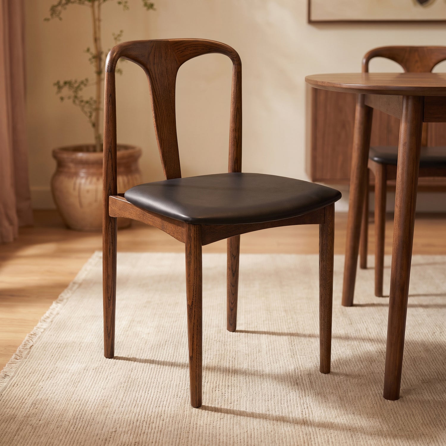 Arco Leather Dining Chair | Walnut/Black lifestyle_image