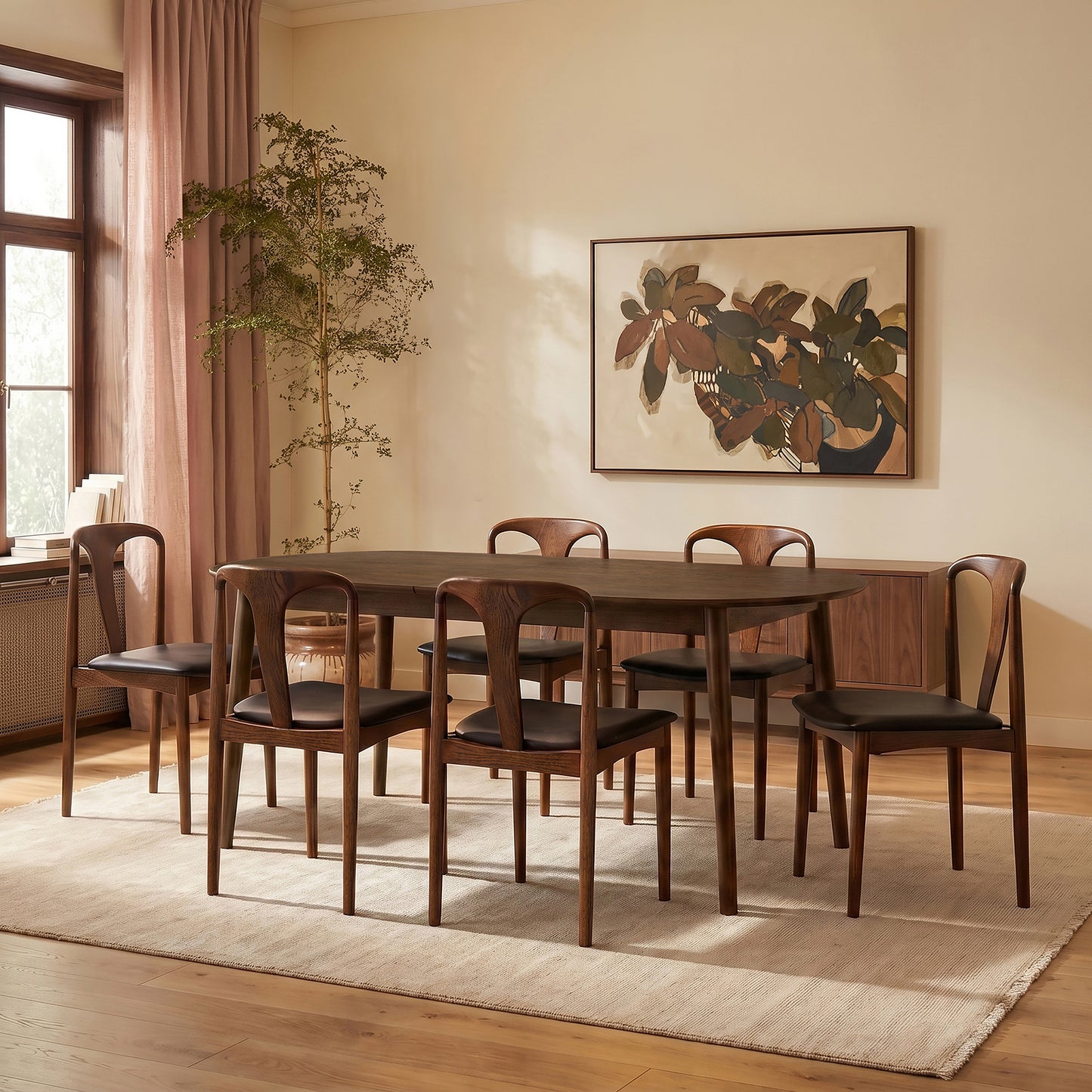 Arco Leather Dining Chair | Walnut/Black