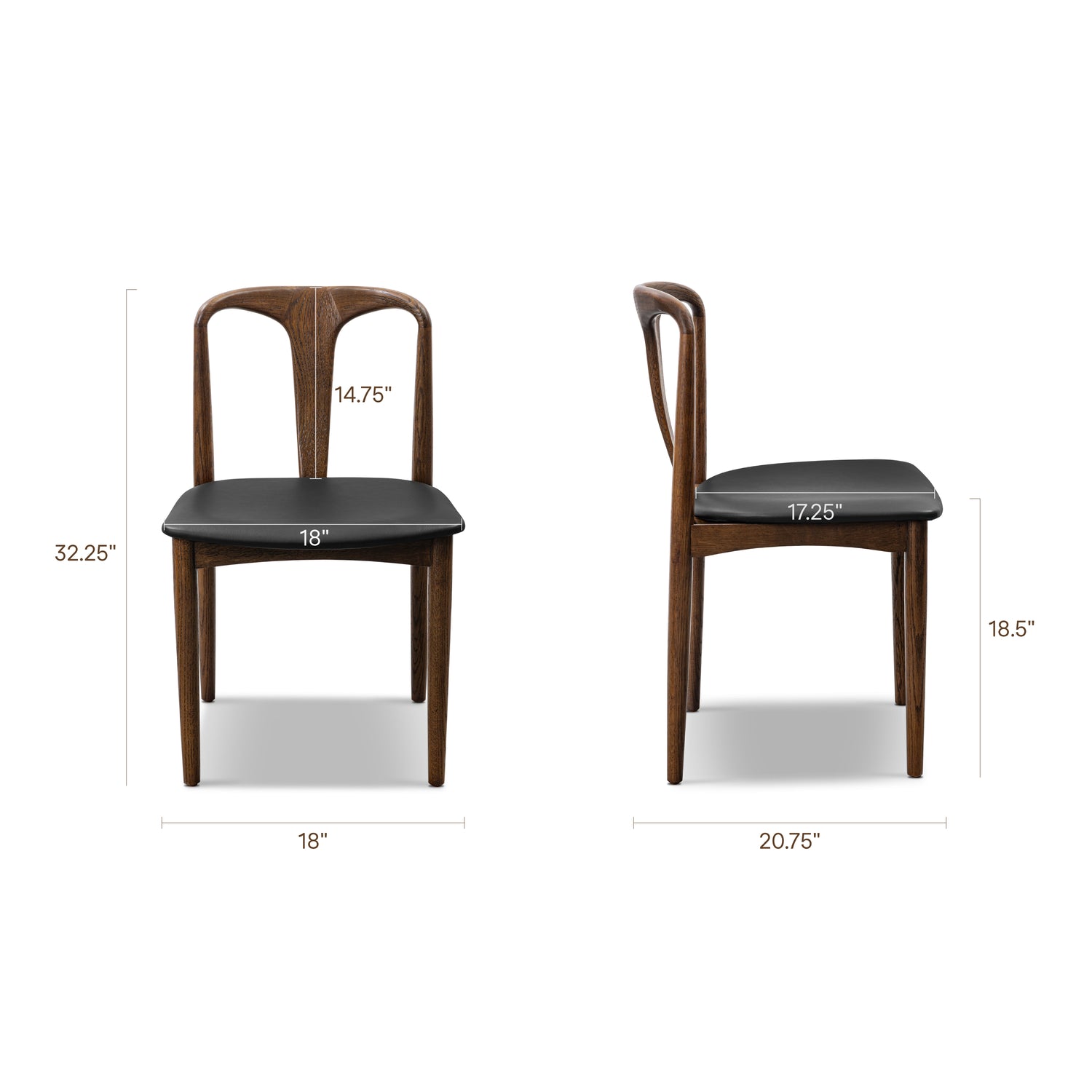 Arco Leather Dining Chair | Walnut/Black 