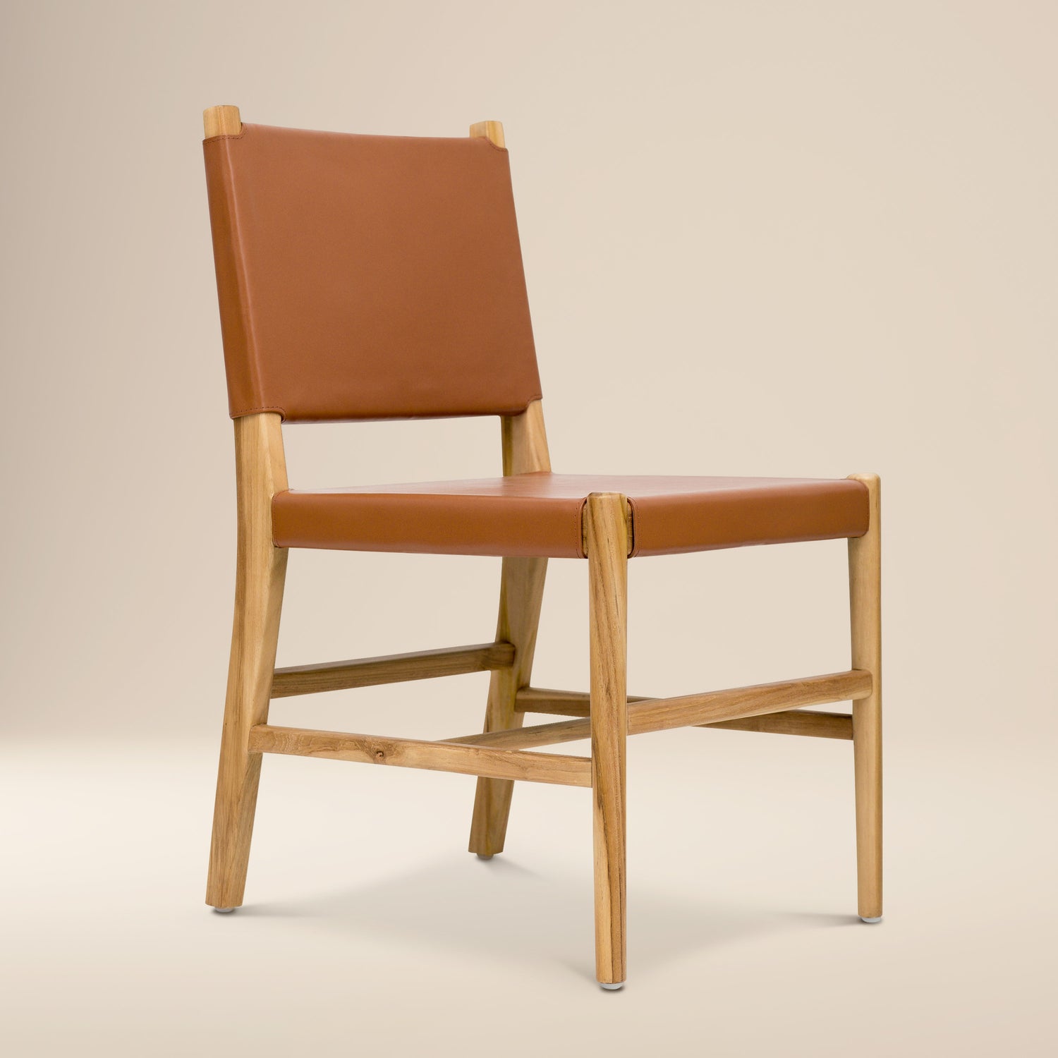 Riavolo Teak & Leather Dining Chair | Fauve Tan 