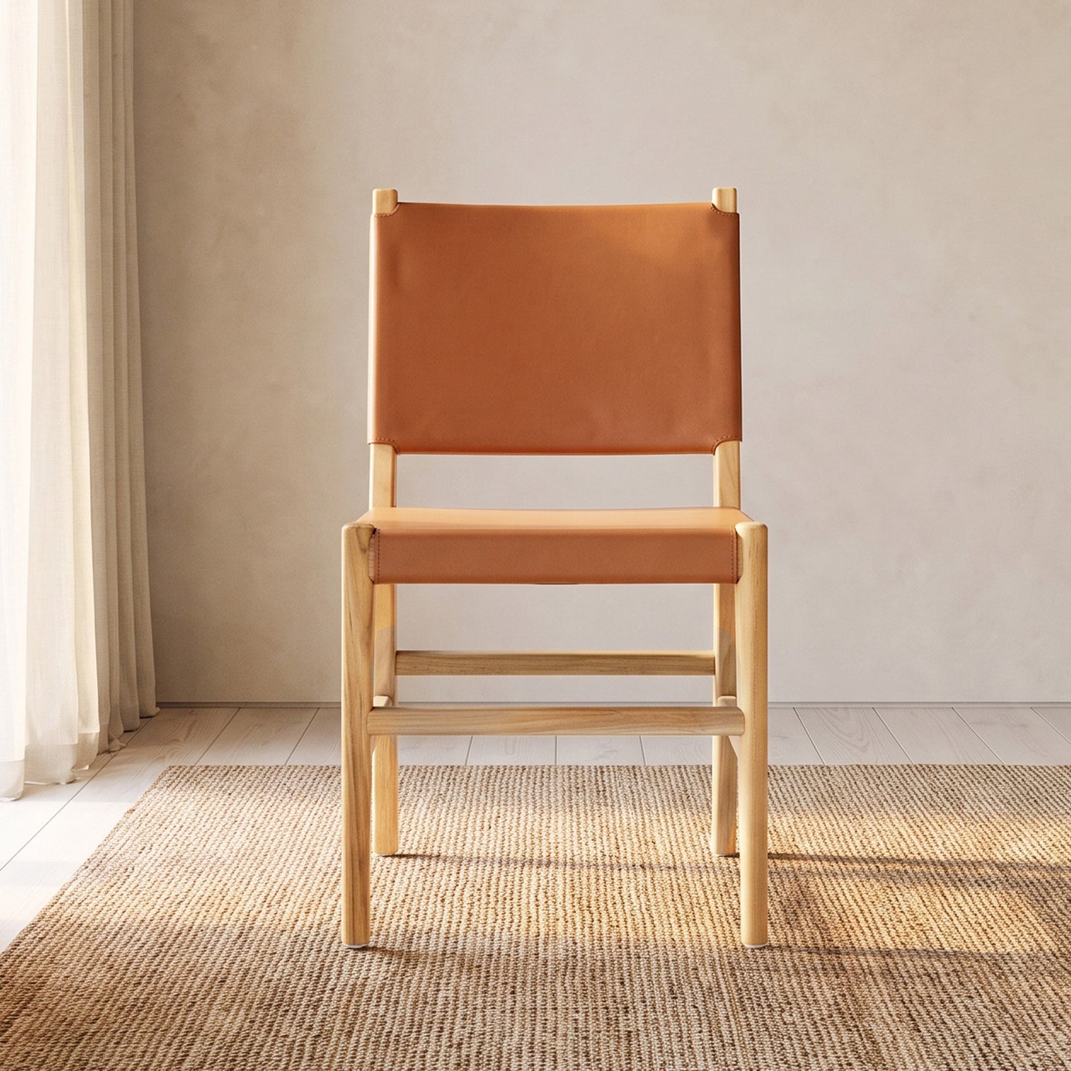 Riavolo Teak & Leather Dining Chair | Fauve Tan lifestyle_image