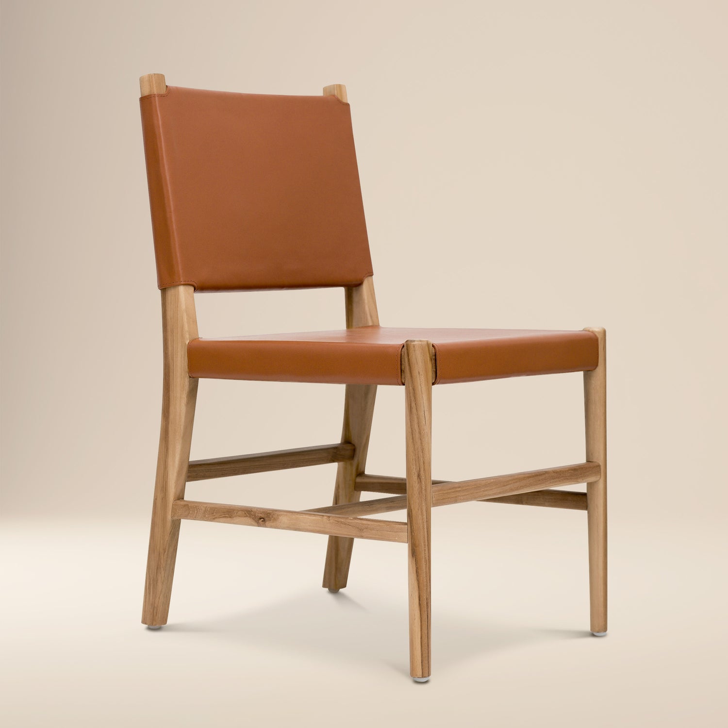 Riavolo Teak & Leather Dining Chair | Fauve Tan 