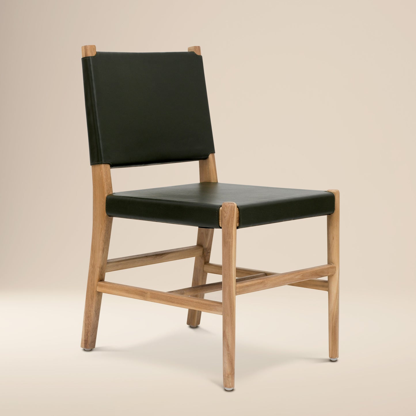 Riavolo Teak & Leather Dining Chair | Hunter Green