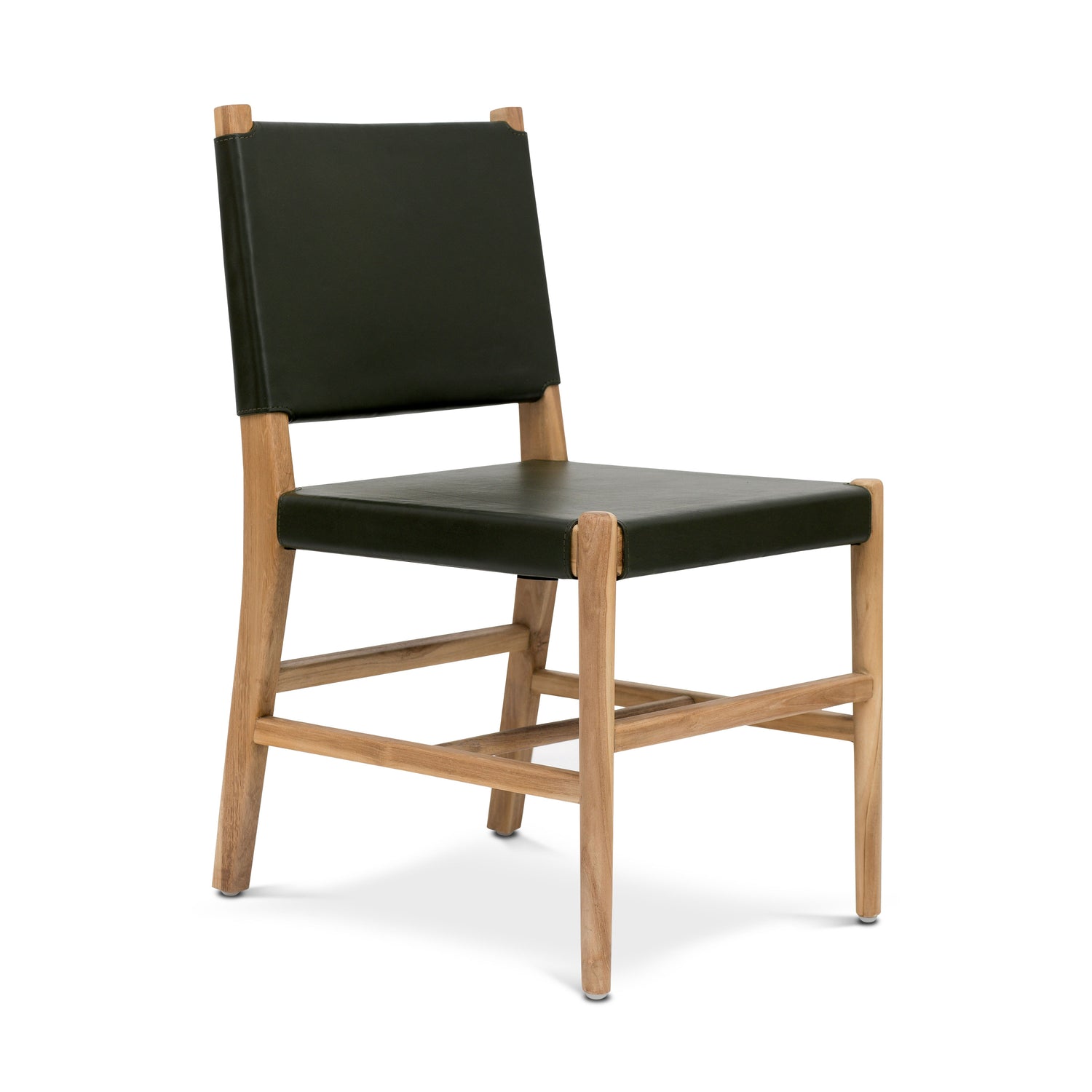 Riavolo Teak & Leather Dining Chair | Hunter Green 