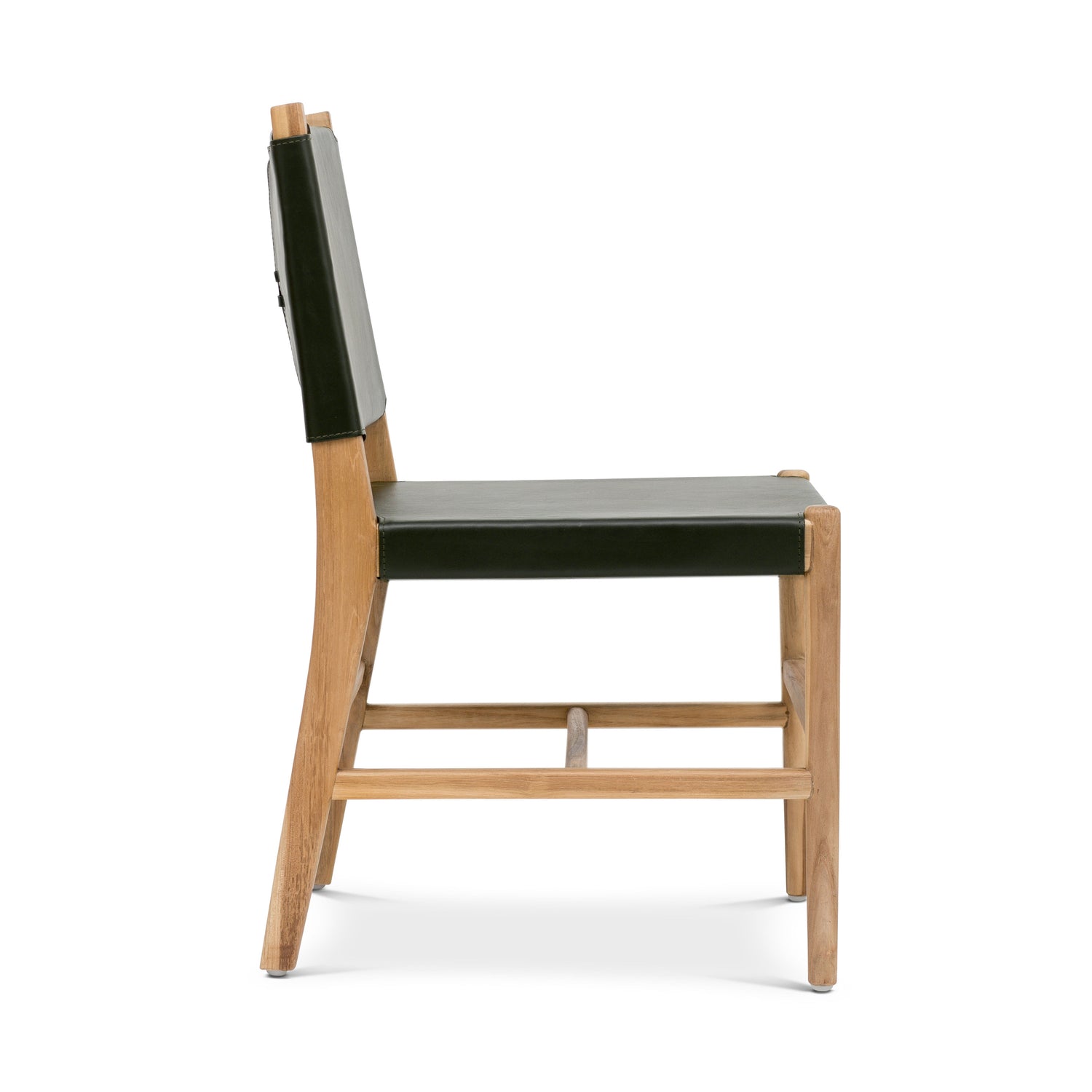 Riavolo Teak & Leather Dining Chair | Hunter Green 