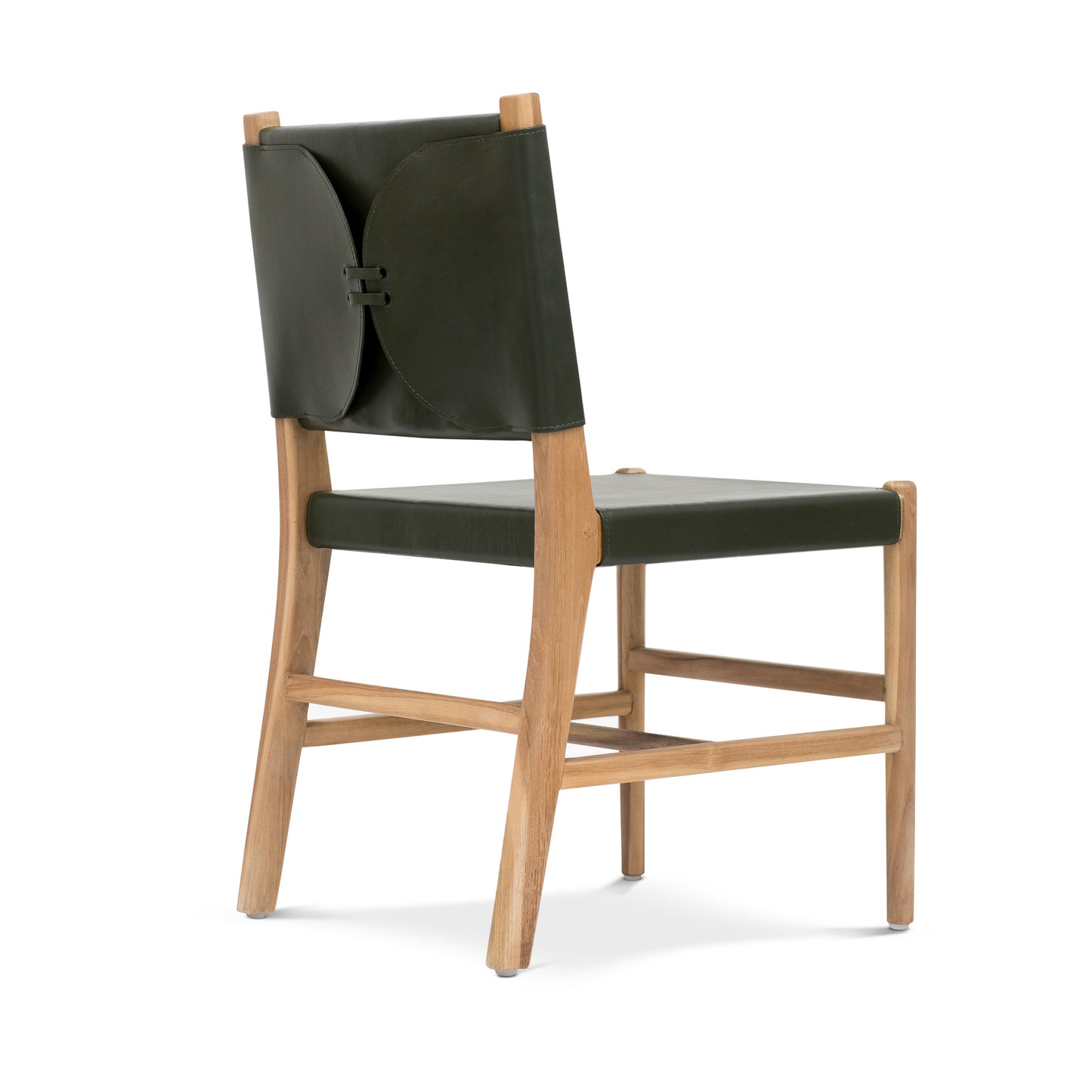 Riavolo Teak & Leather Dining Chair | Hunter Green