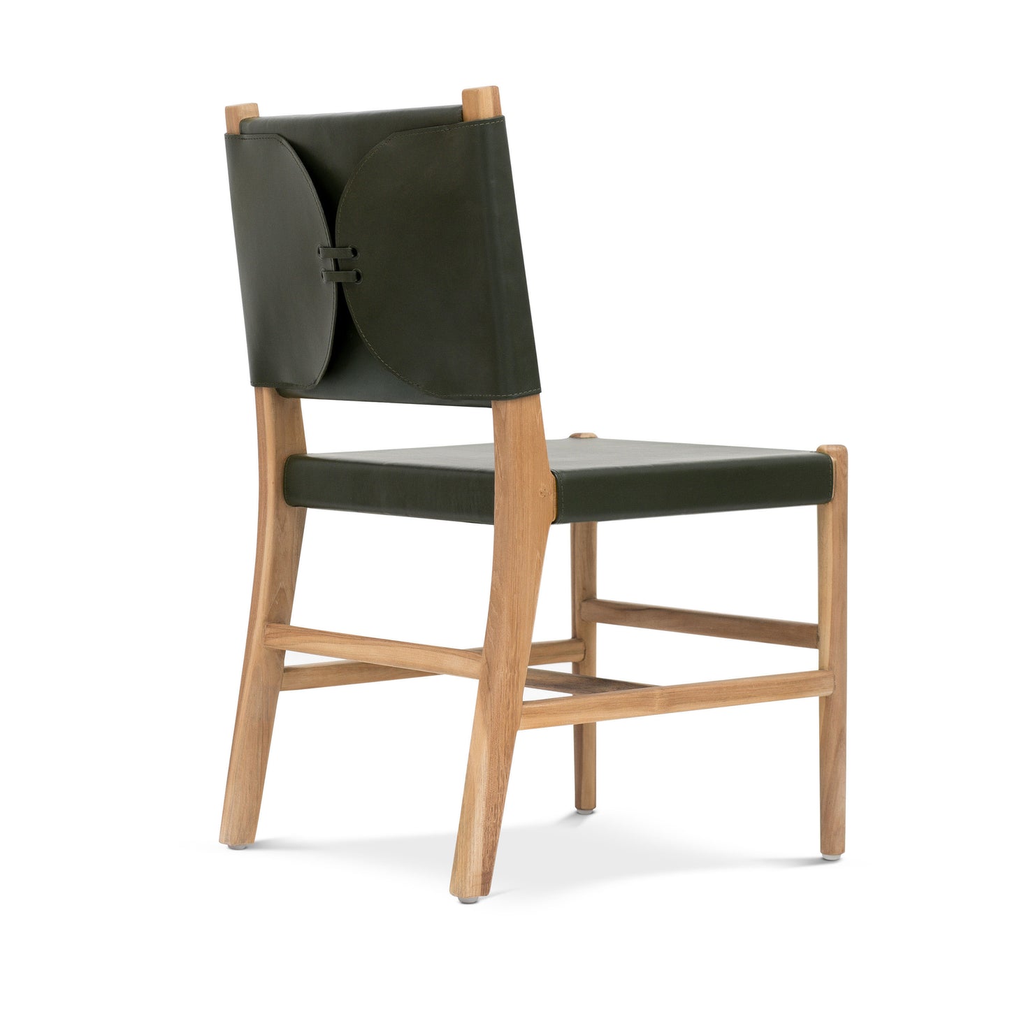 Riavolo Teak & Leather Dining Chair | Hunter Green