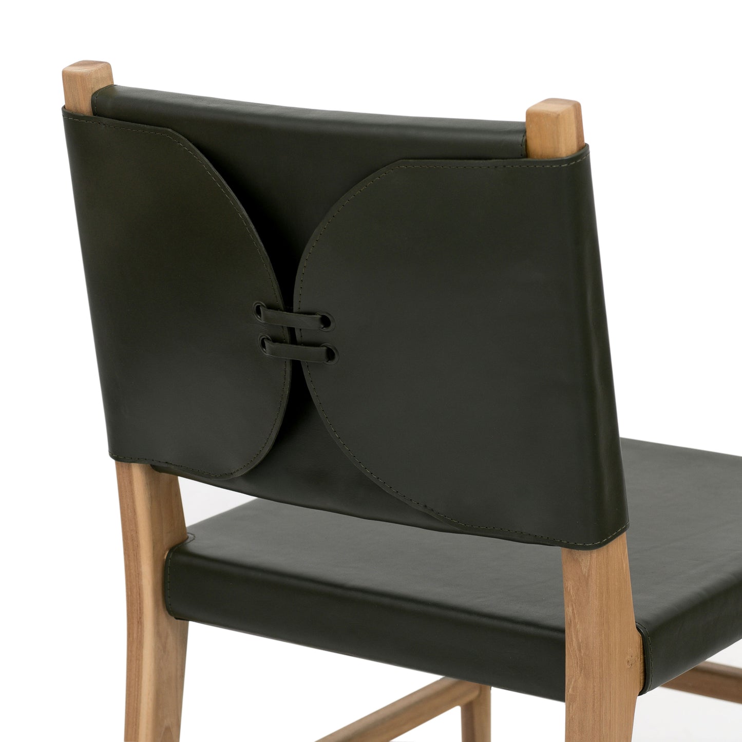 Riavolo Teak & Leather Dining Chair | Hunter Green
