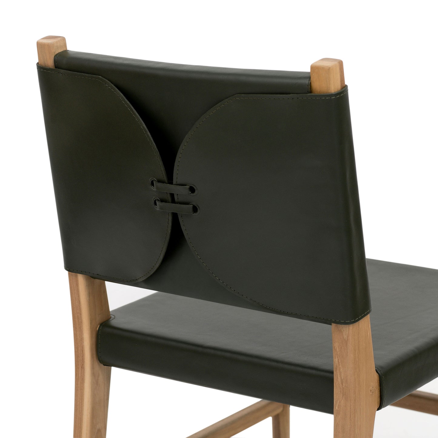 Riavolo Teak & Leather Dining Chair | Hunter Green