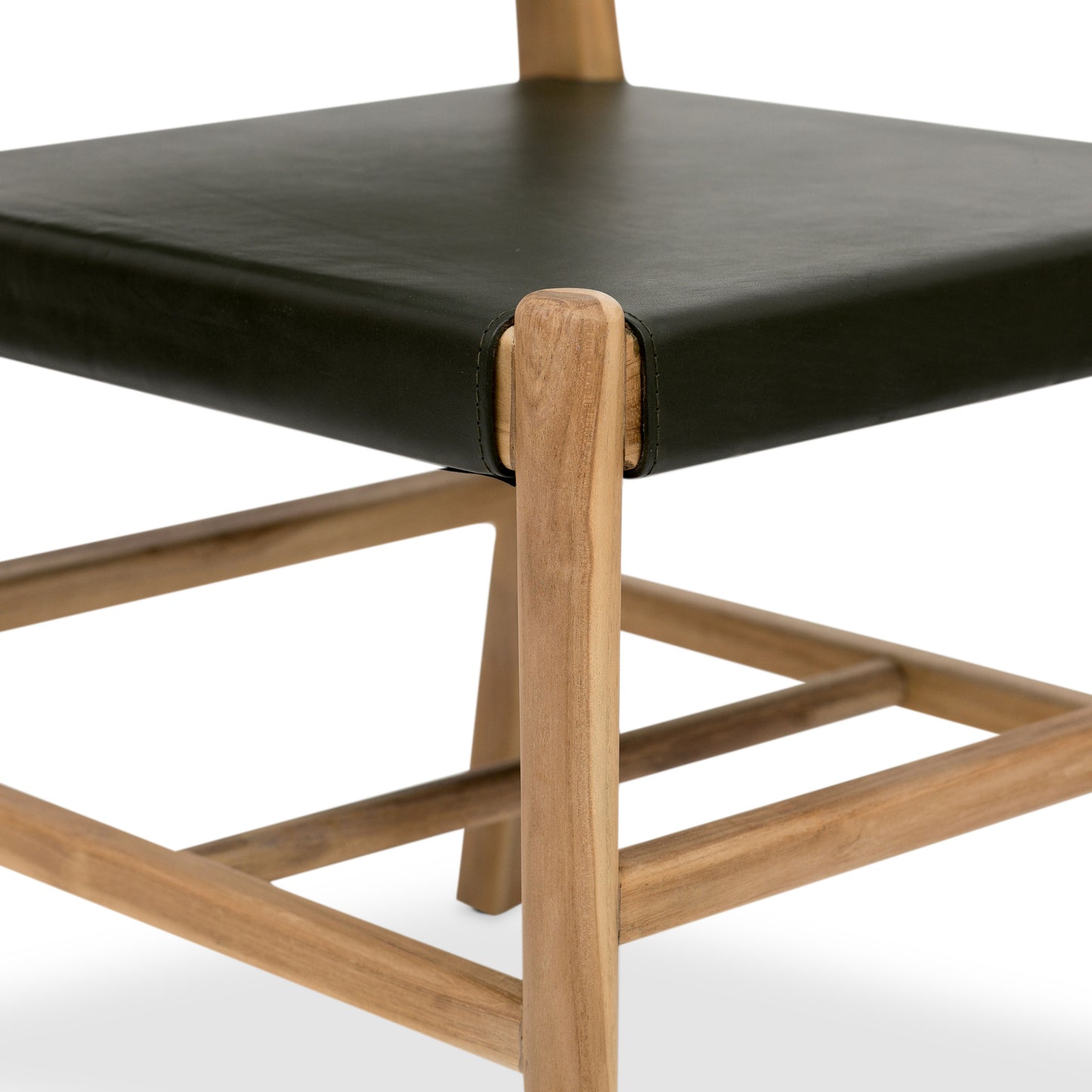 Riavolo Teak & Leather Dining Chair | Hunter Green
