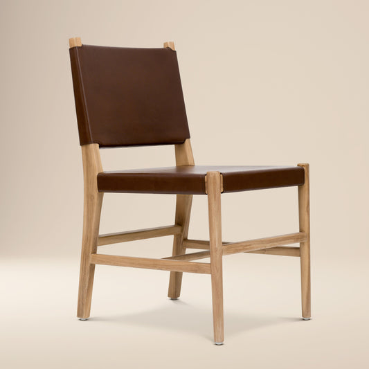 Riavolo Teak & Leather Dining Chair | Molten Brown