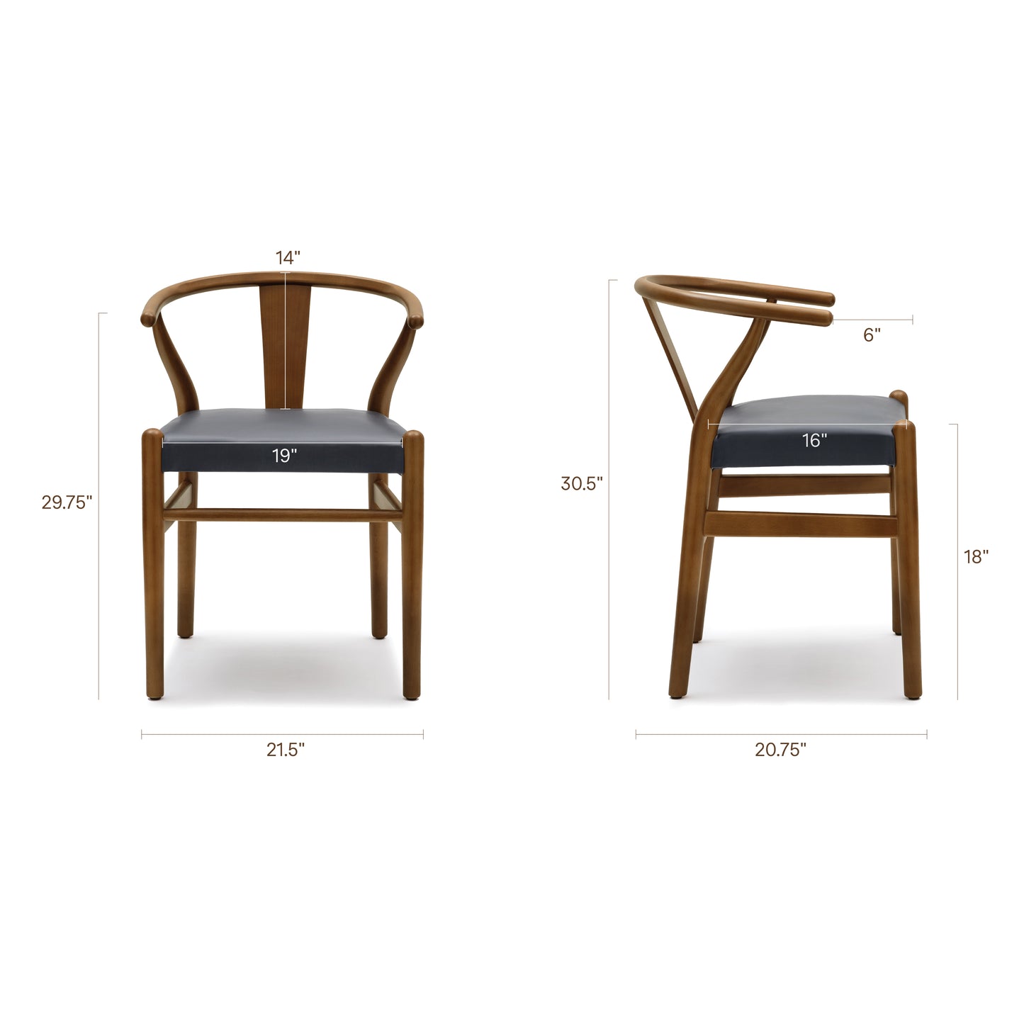 Lev Vegan Leather Dining Chair | Blue | Set of 2
