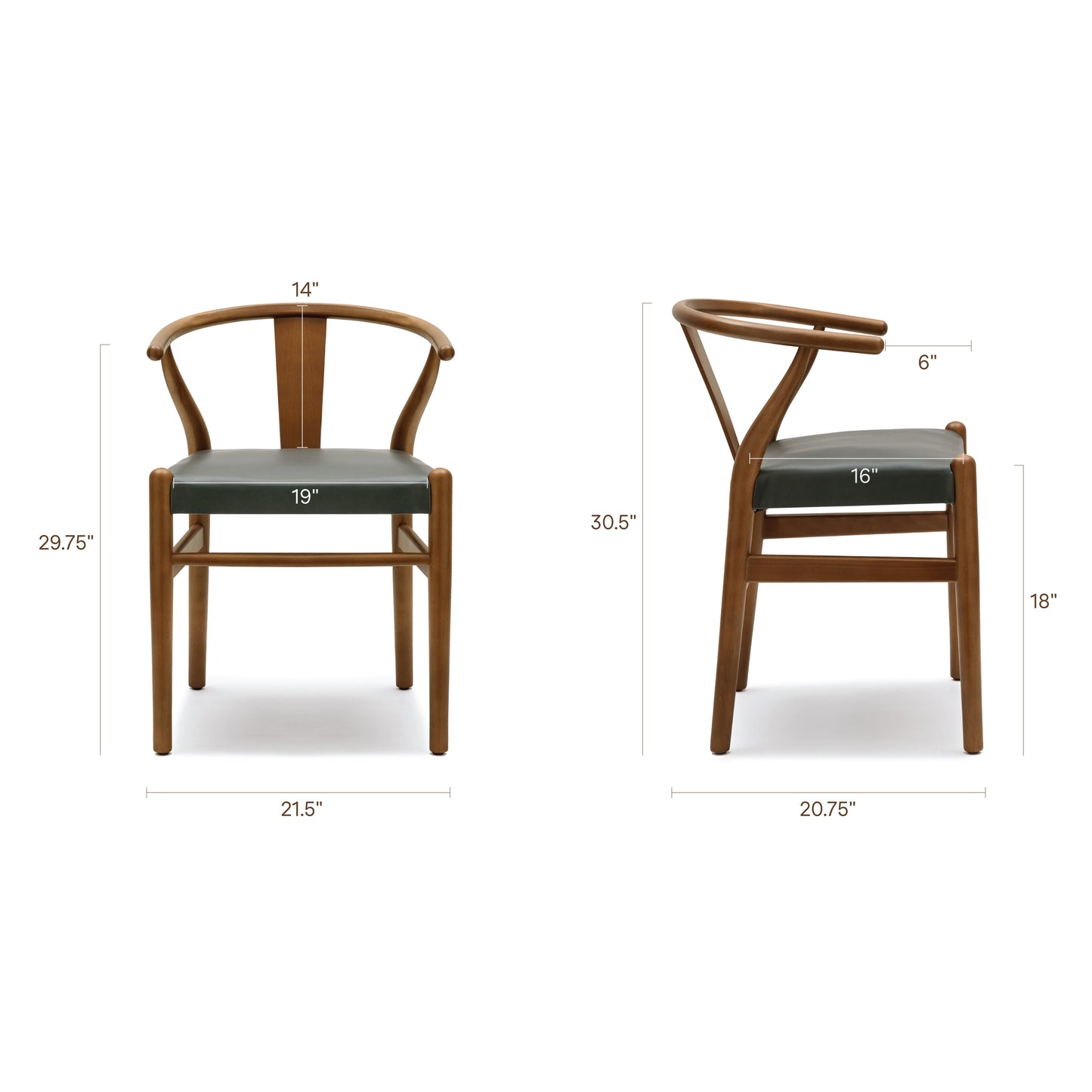 Lev Vegan Leather Dining Chair | Green | Set of 2