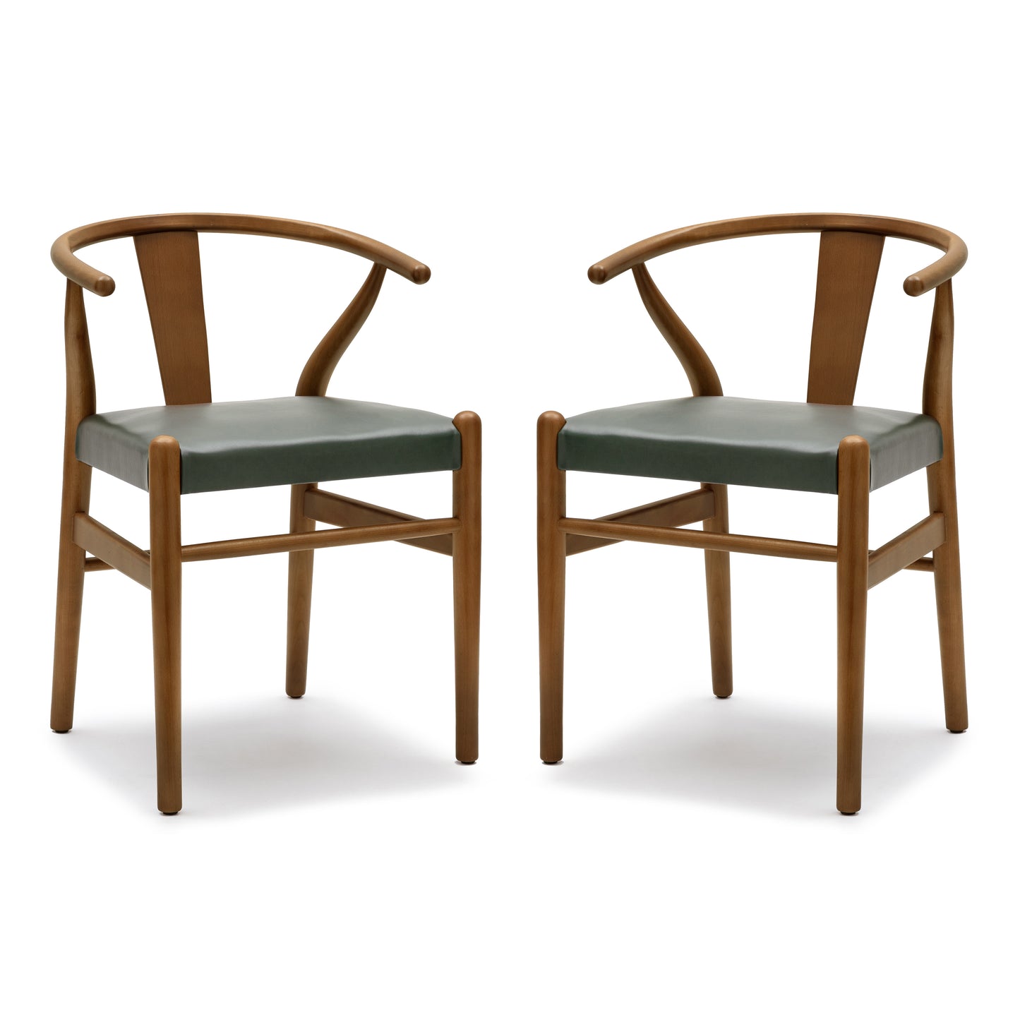Lev Vegan Leather Dining Chair | Green | Set of 2