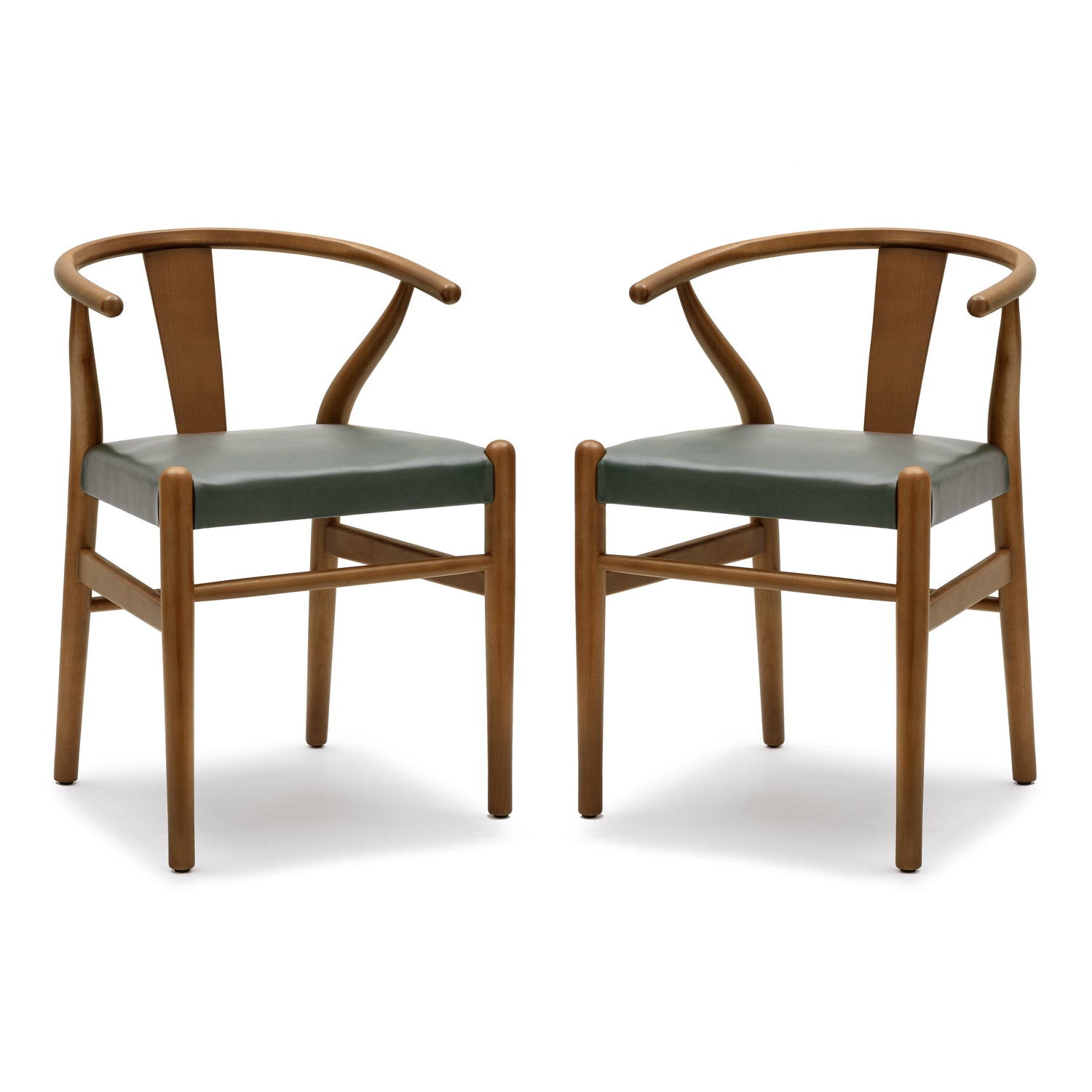 Lev Vegan Leather Dining Chair | Green | Set of 2 