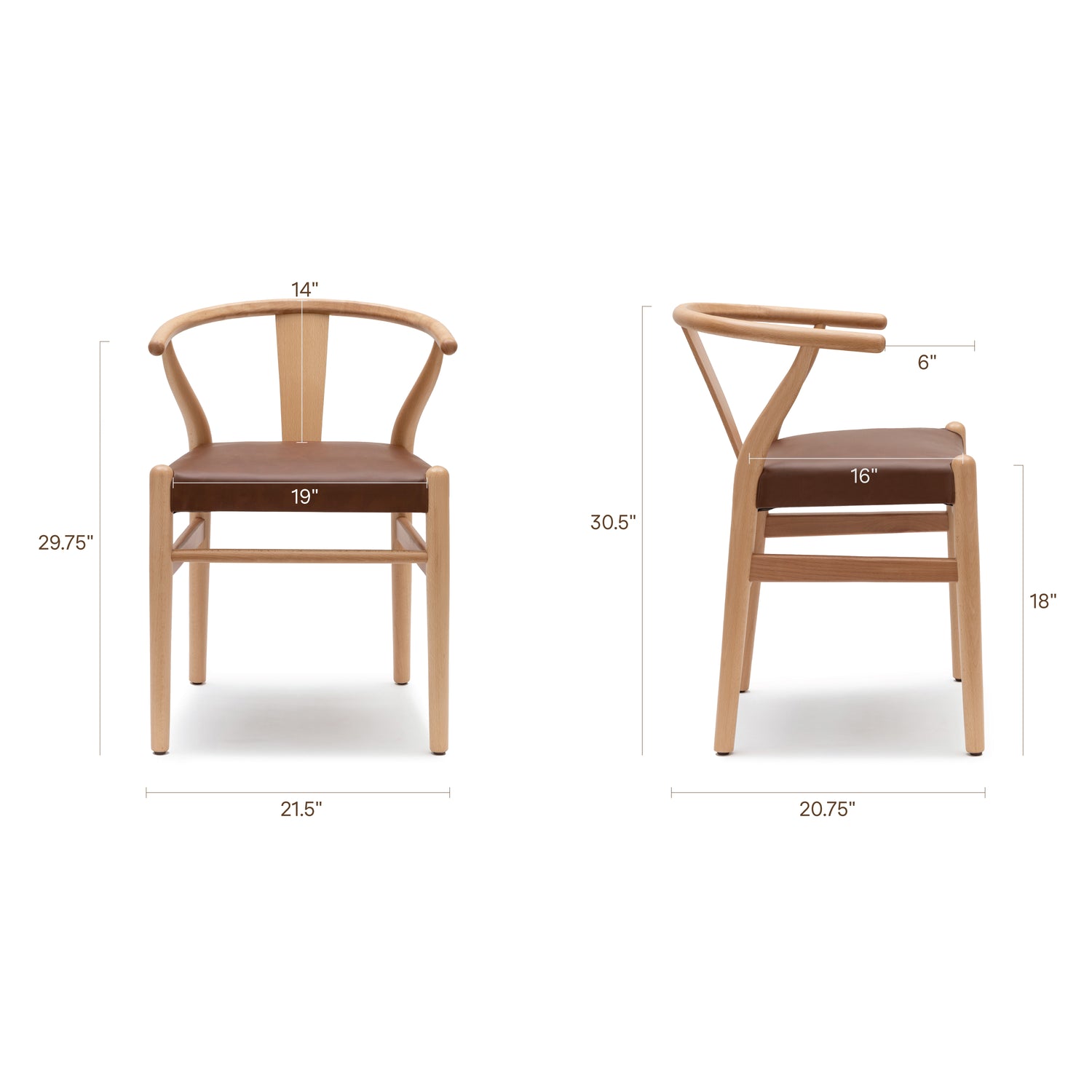Lev Vegan Leather Dining Chair | Natural | Set of 2 