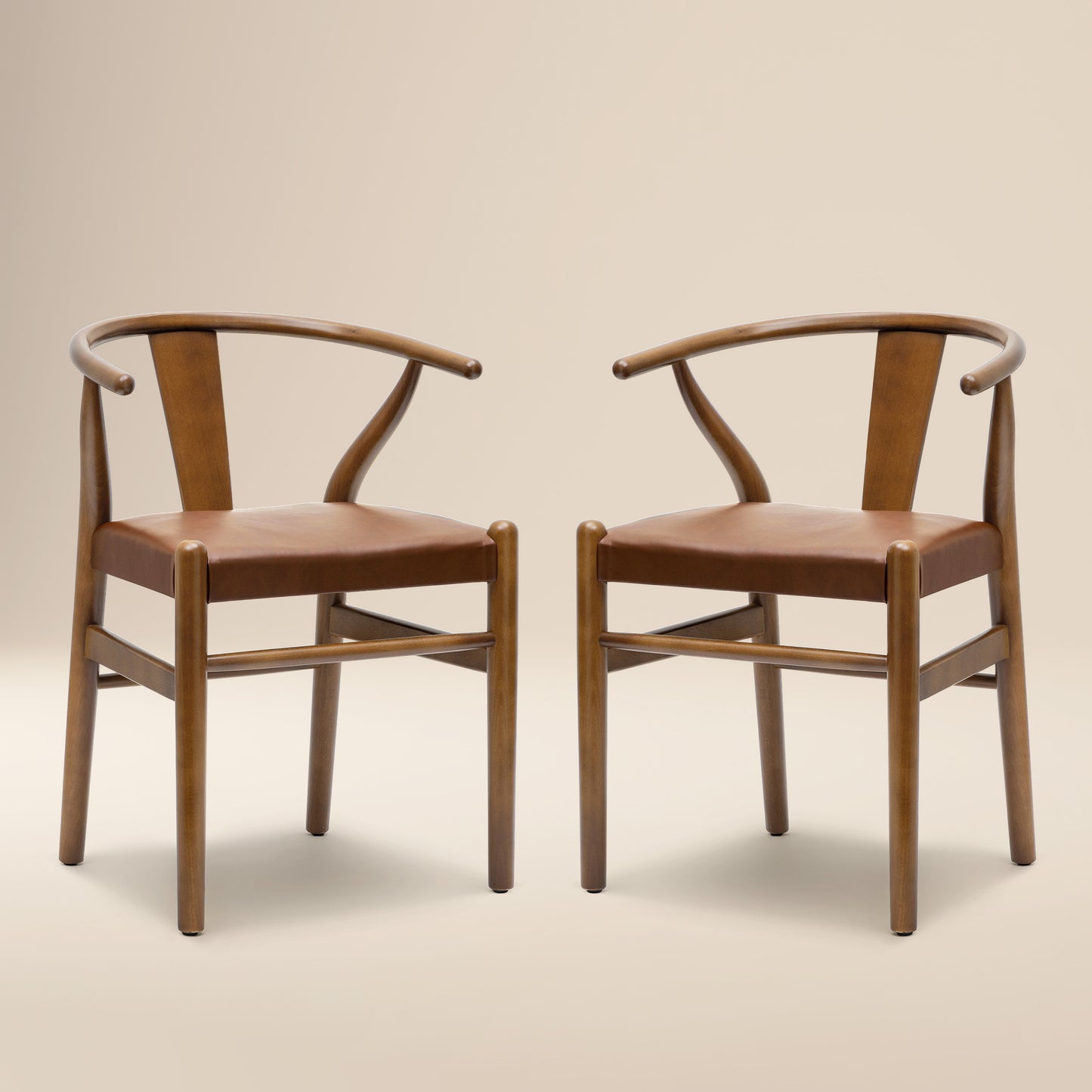 Lev Vegan Leather Dining Chair | Walnut | Set of 2