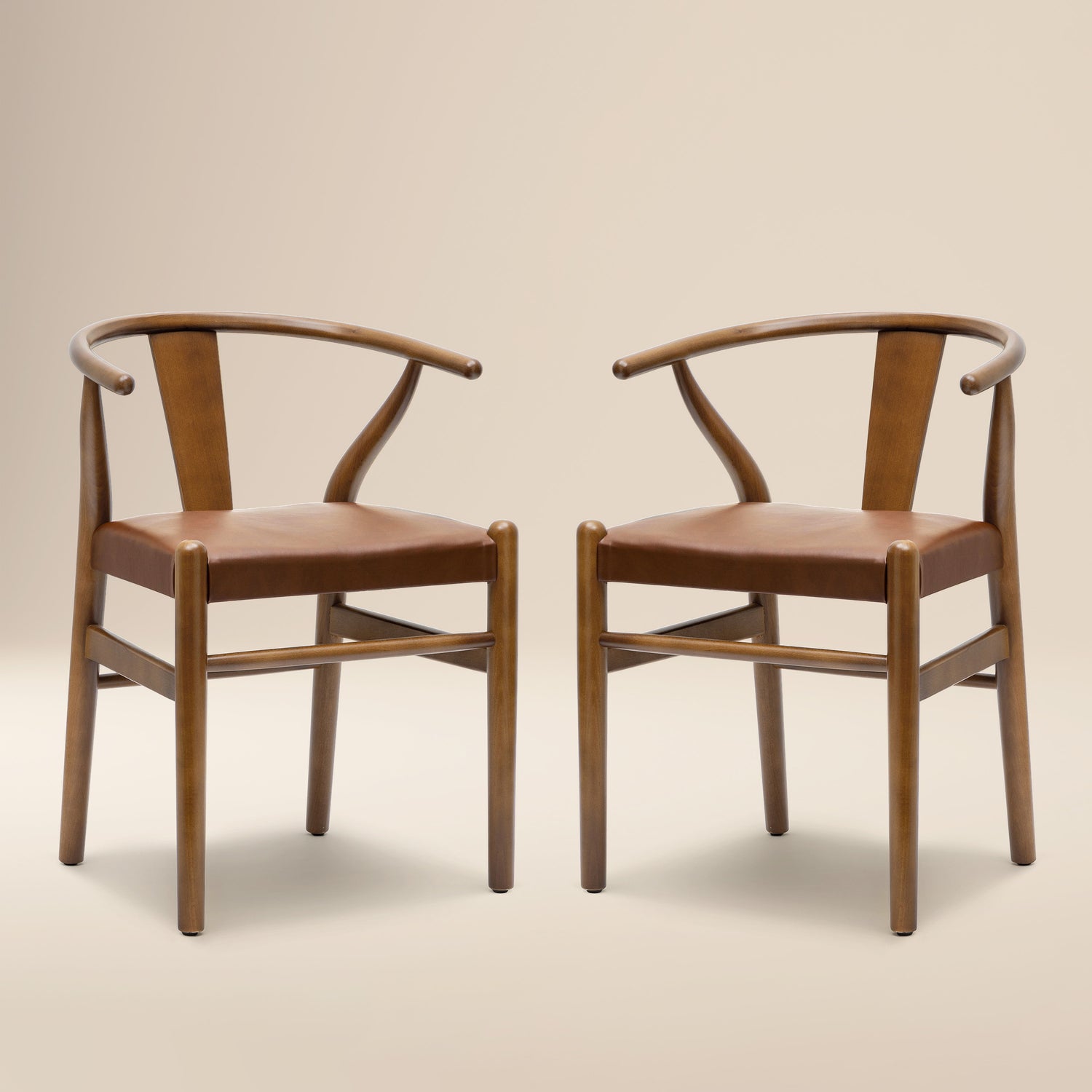 Lev Vegan Leather Dining Chair | Walnut | Set of 2 