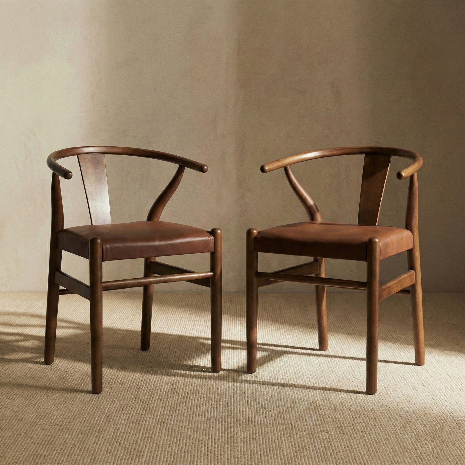 Lev Vegan Leather Dining Chair | Walnut | Set of 2 
