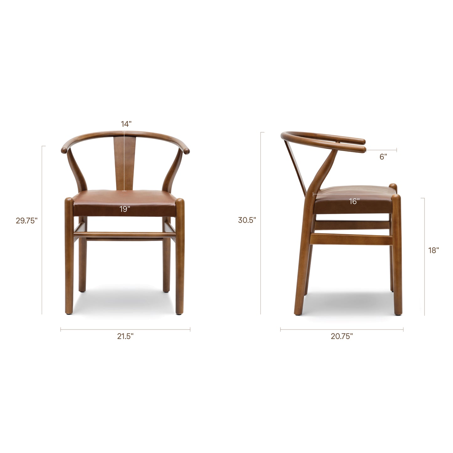 Lev Vegan Leather Dining Chair | Walnut | Set of 2