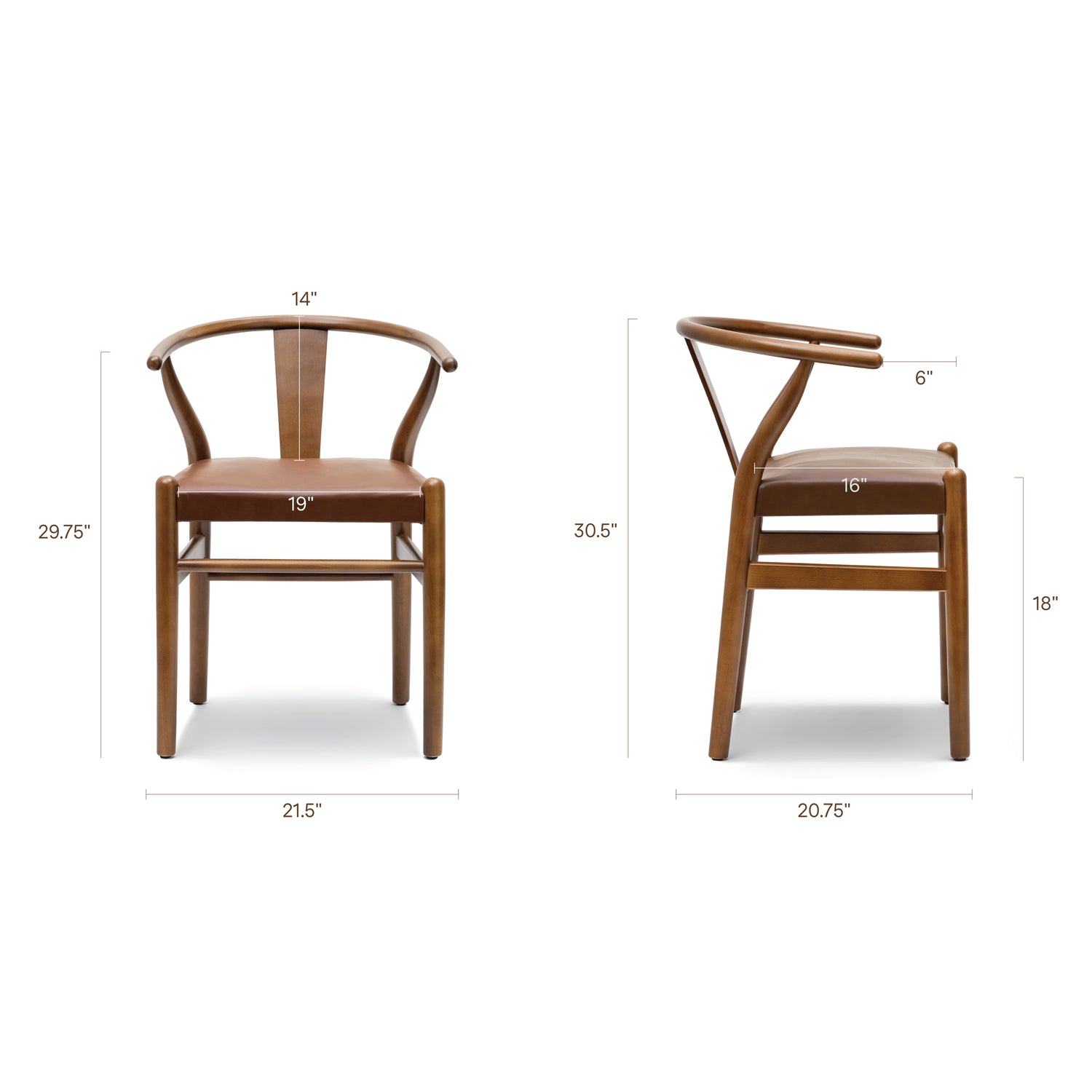 Lev Vegan Leather Dining Chair | Walnut | Set of 2 