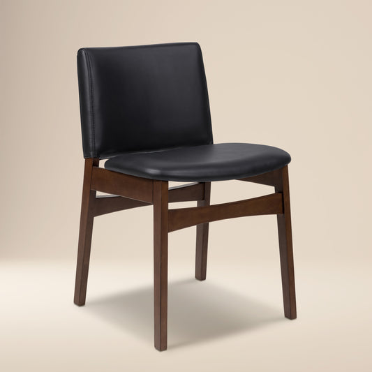 Oliva Leather Dining Chair | Black/Walnut
