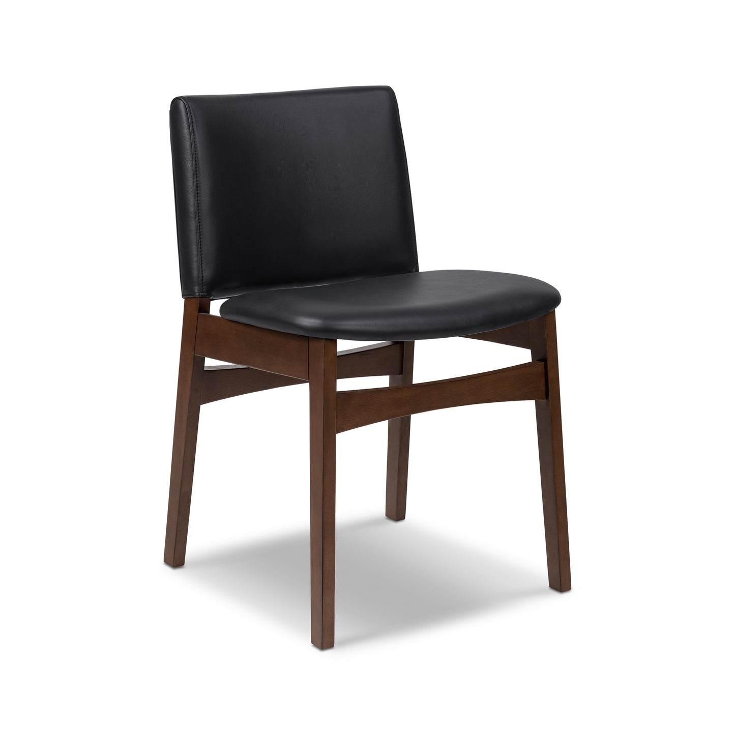 Oliva Leather Dining Chair | Black/Walnut