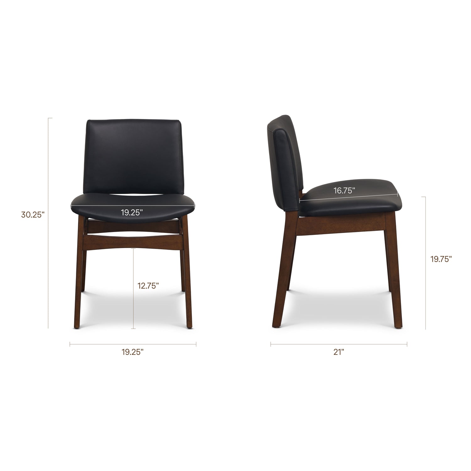 Oliva Leather Dining Chair | Black/Walnut 