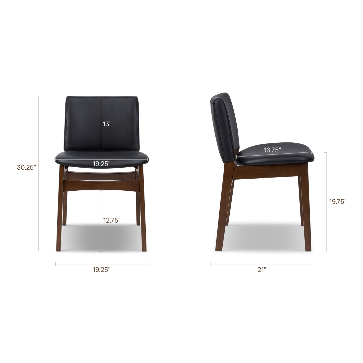 Oliva Leather Dining Chair | Black/Walnut