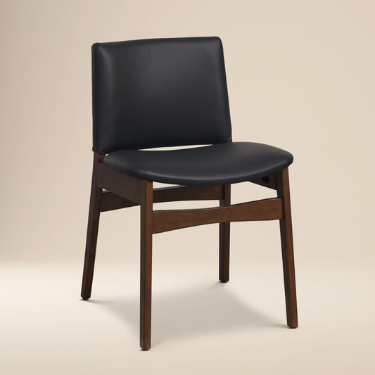 Oliva Leather Dining Chair | Black/Walnut
