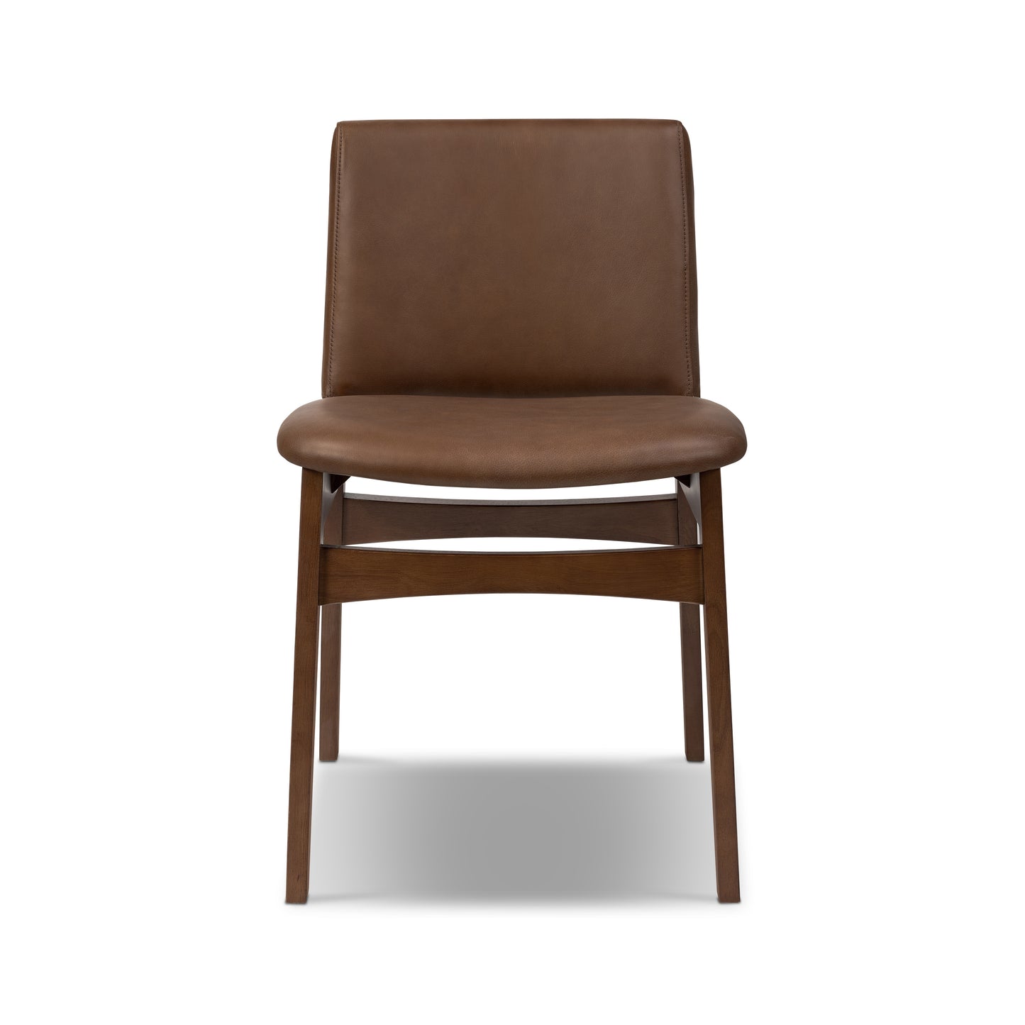 Oliva Leather Dining Chair | Brown/Walnut
