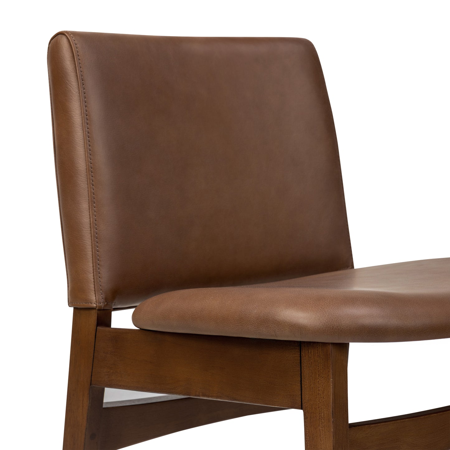 Oliva Leather Dining Chair | Brown/Walnut